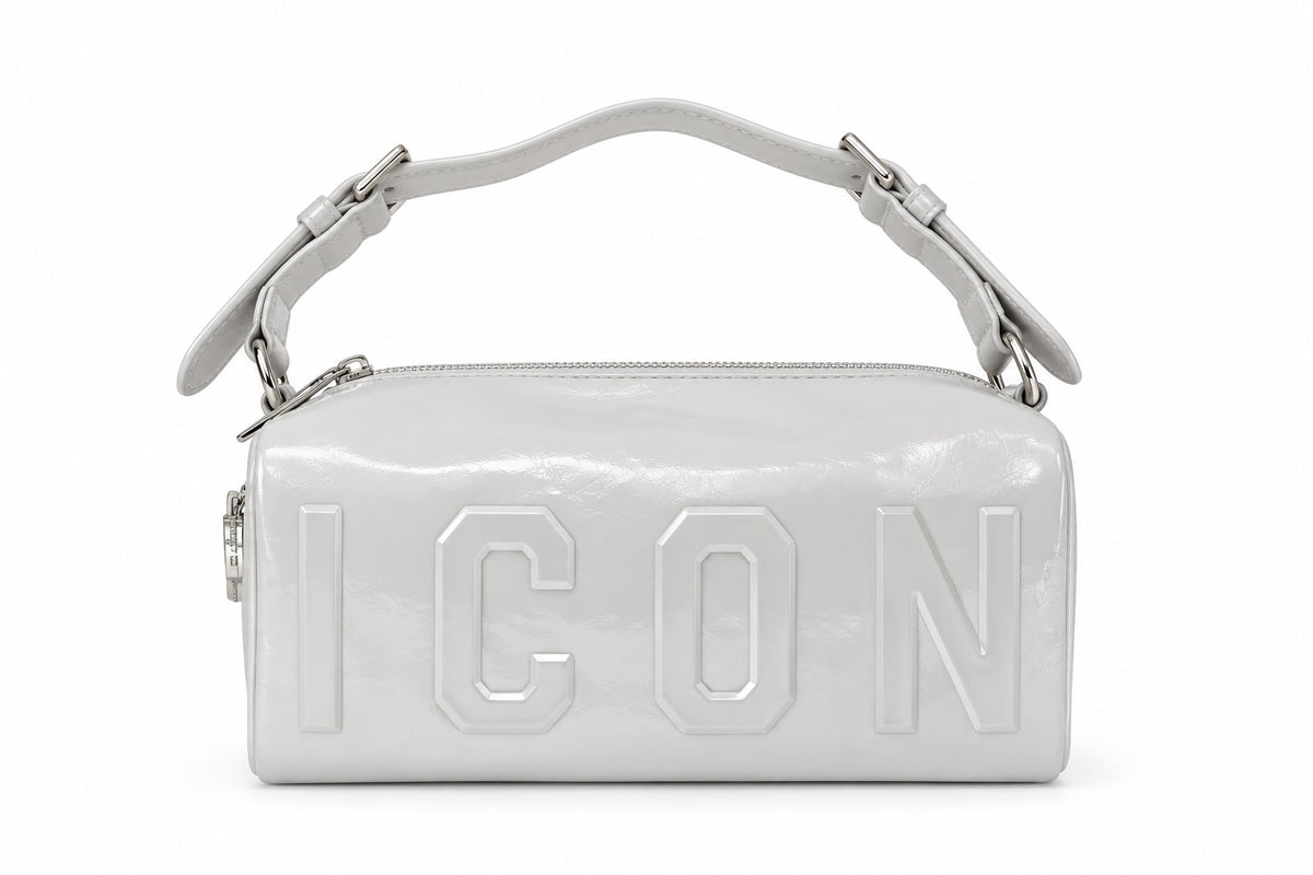 Borsa a spalla nera con logo ICON in rilievo