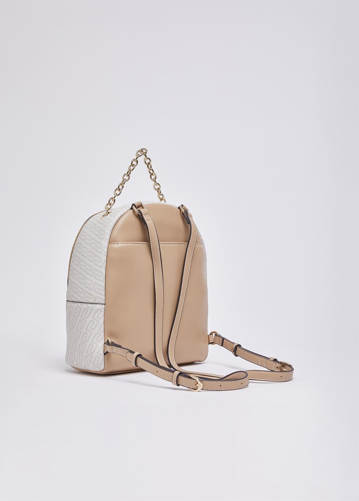 Zaino Liu Jo con Stampa Monogram e Tasca Frontale con Zip Naturale cipria TU | Giò Fashion