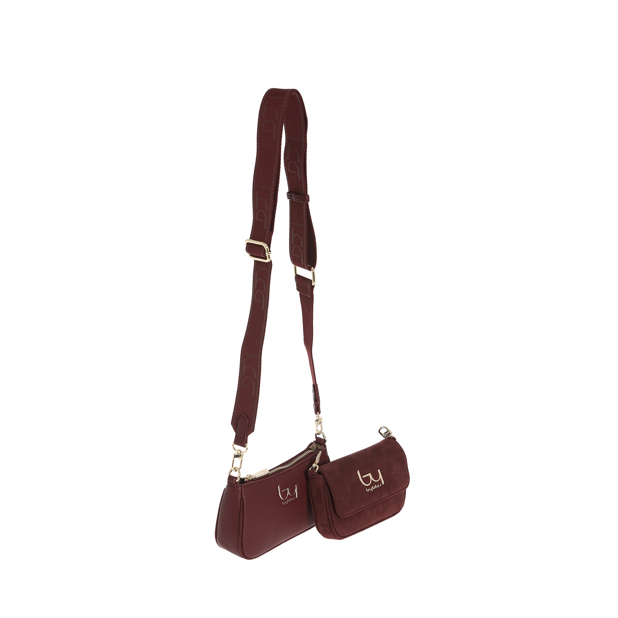 Borsa a tracolla By Byblos effetto scamosciato con logo frontale BORDEAUX TU | Giò Fashion