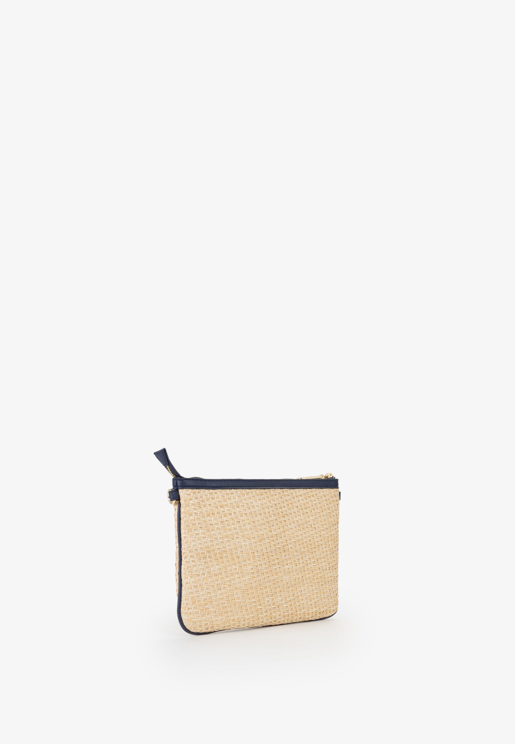 Pochette donna Mario Valentino effetto rafia con tracolla regolabile e design compatto Blu TU | Giò Fashion