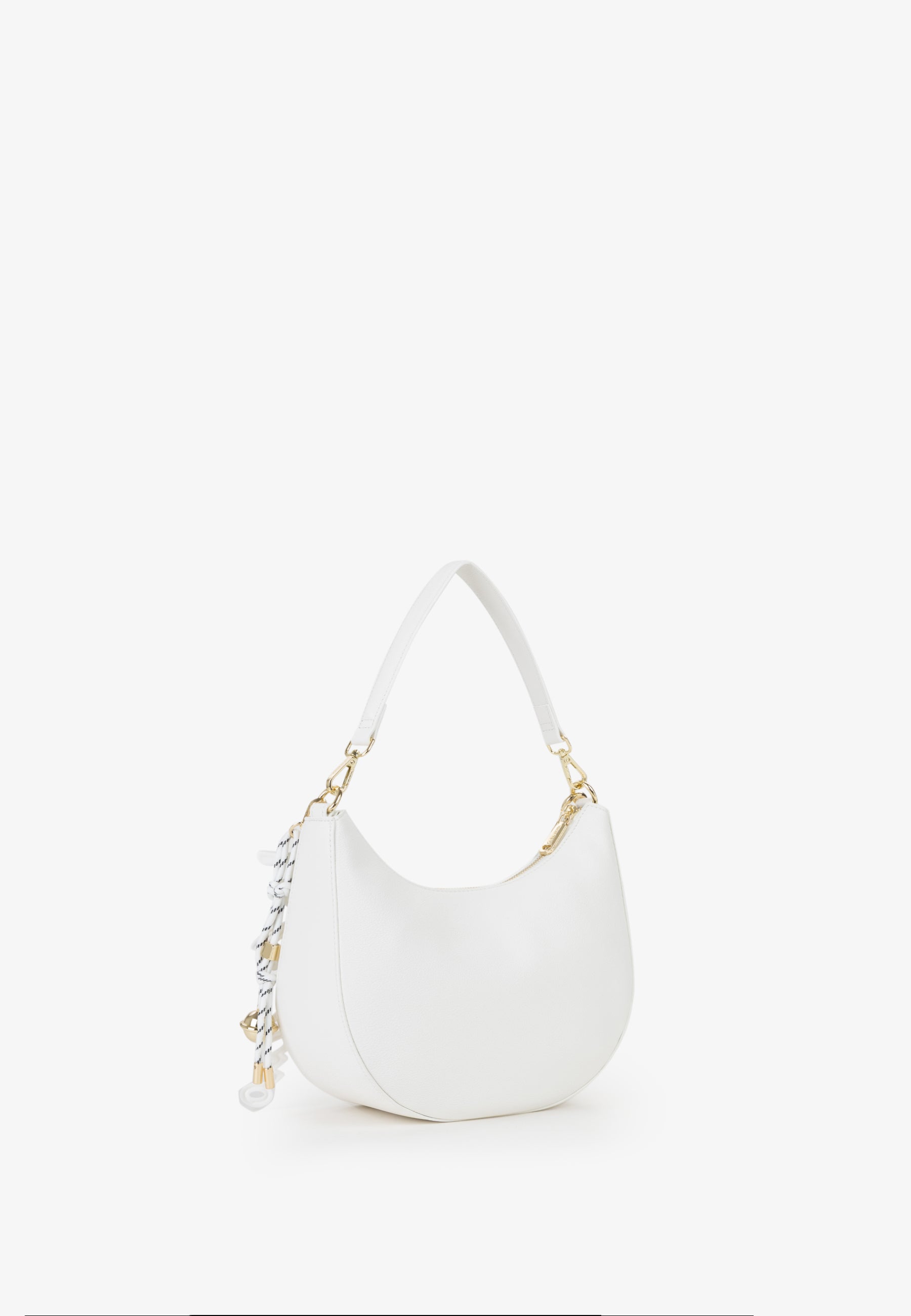 Borsa a spalla donna Mario Valentino compatta con silhouette arrotondata e dettagli iconici Bianco TU | Giò Fashion