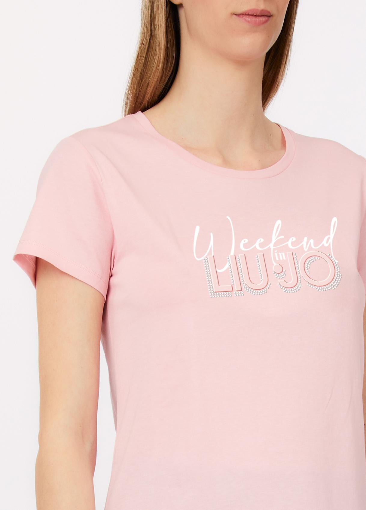 T shirt Liu Jo donna con logo Weekend Liu Jo applicato Rosa S | Giò Fashion