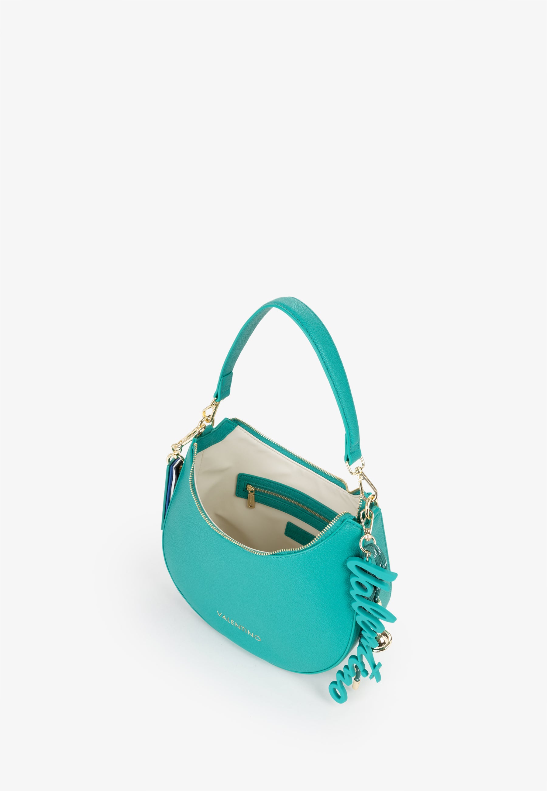 Borsa a spalla donna Mario Valentino compatta con silhouette arrotondata e dettagli iconici Verde TU | Giò Fashion