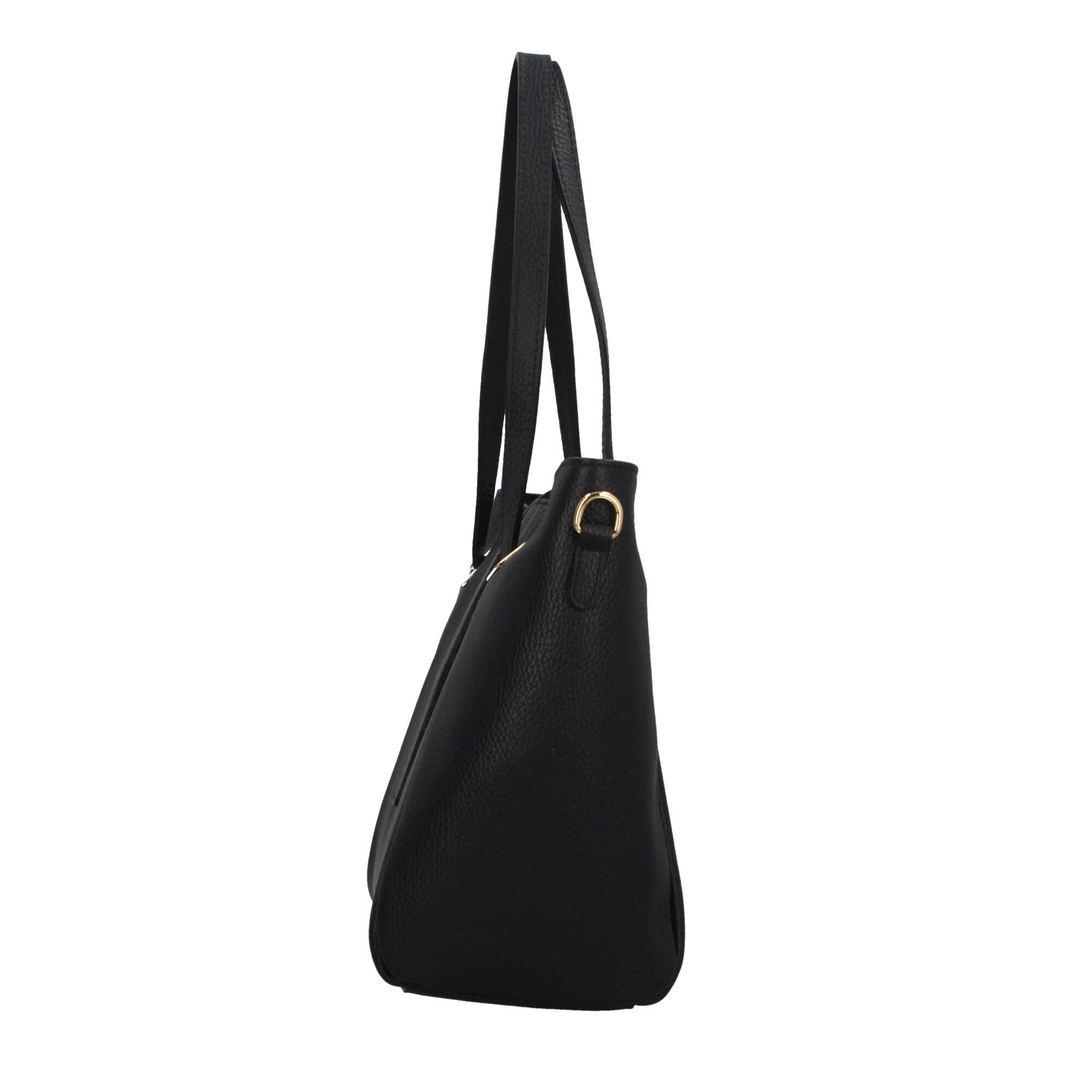 Borsa Made in Italy in vera pelle con tasche frontali e manici lunghi