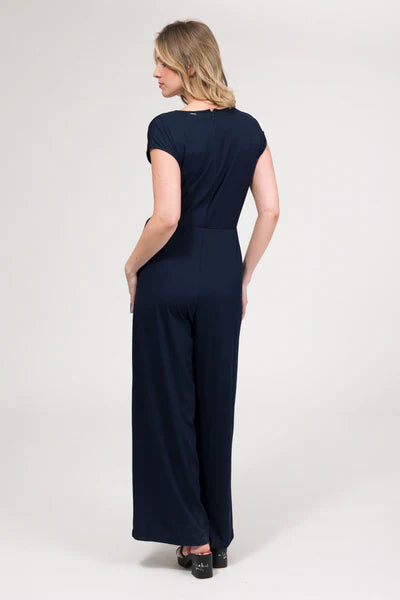 Anekke tuta donna elegante con nodo laterale e design fluido Blu S/M | Giò Fashion