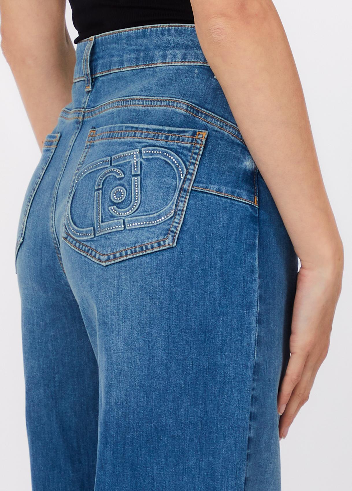 Jeans Liu Jo donna a gamba larga in denim dal lavaggio moderno Denim light blu 25 | Giò Fashion