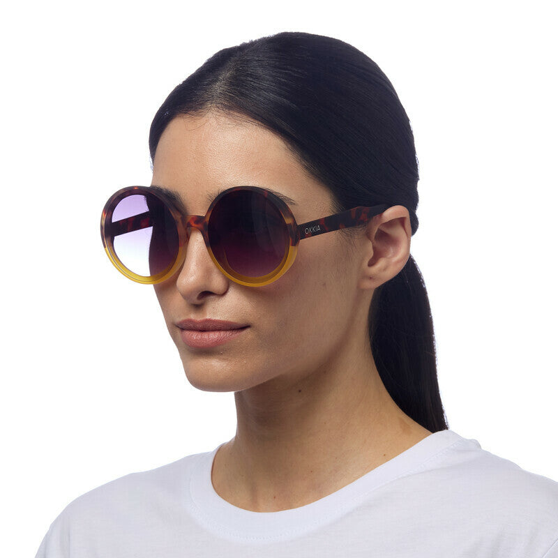 OKKIA Monica Round Occhiali da Sole Donna Oversize con Lenti Sfumate e Protezione UV400