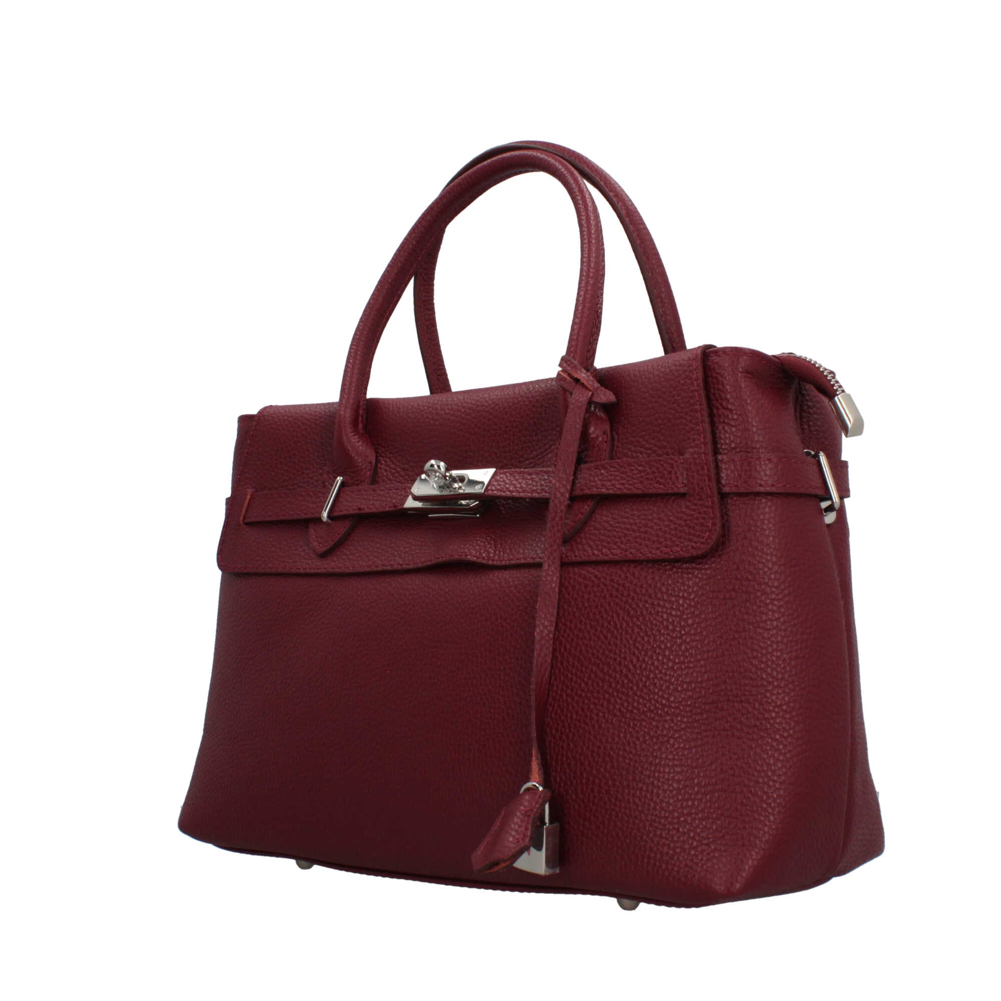 Borsa Made in Italy con manici rigidi e chiusura con dettaglio metallico BORDEAUX TU | Giò Fashion
