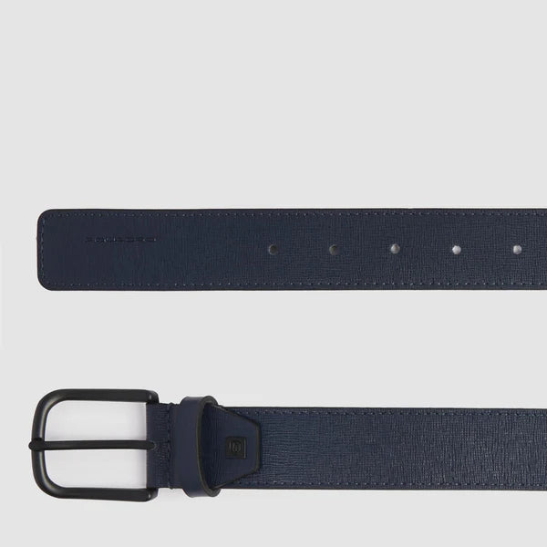 Cintura Piquadro uomo in pelle con fibbia opaca e dettaglio logo