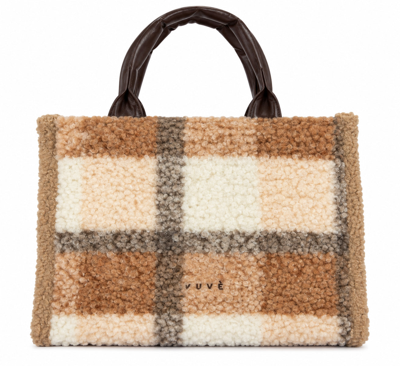 Borsa Shopping Kuvé in Teddy con Logo Ricamato