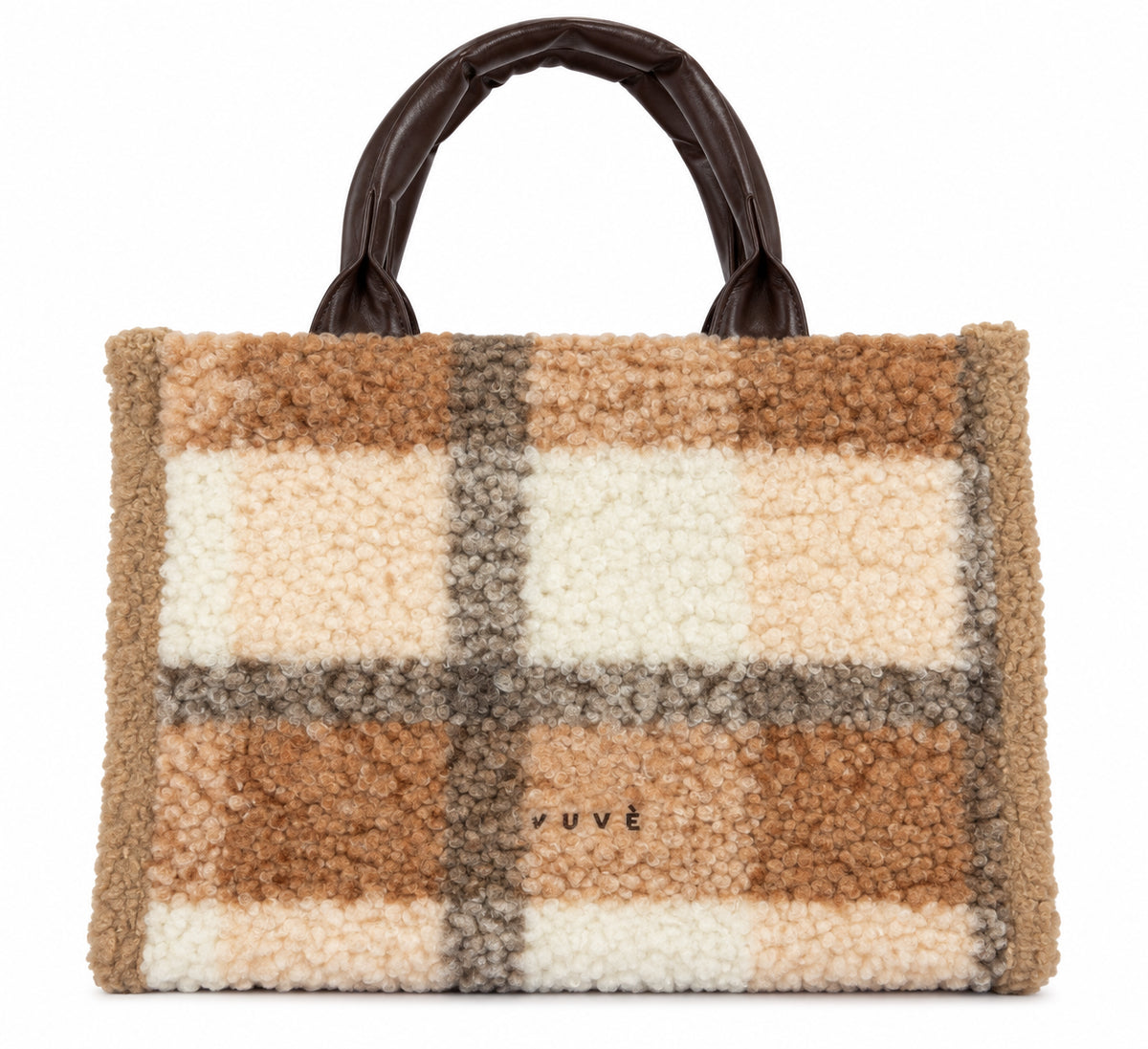 Borsa Shopping Kuvé in Teddy con Logo Ricamato