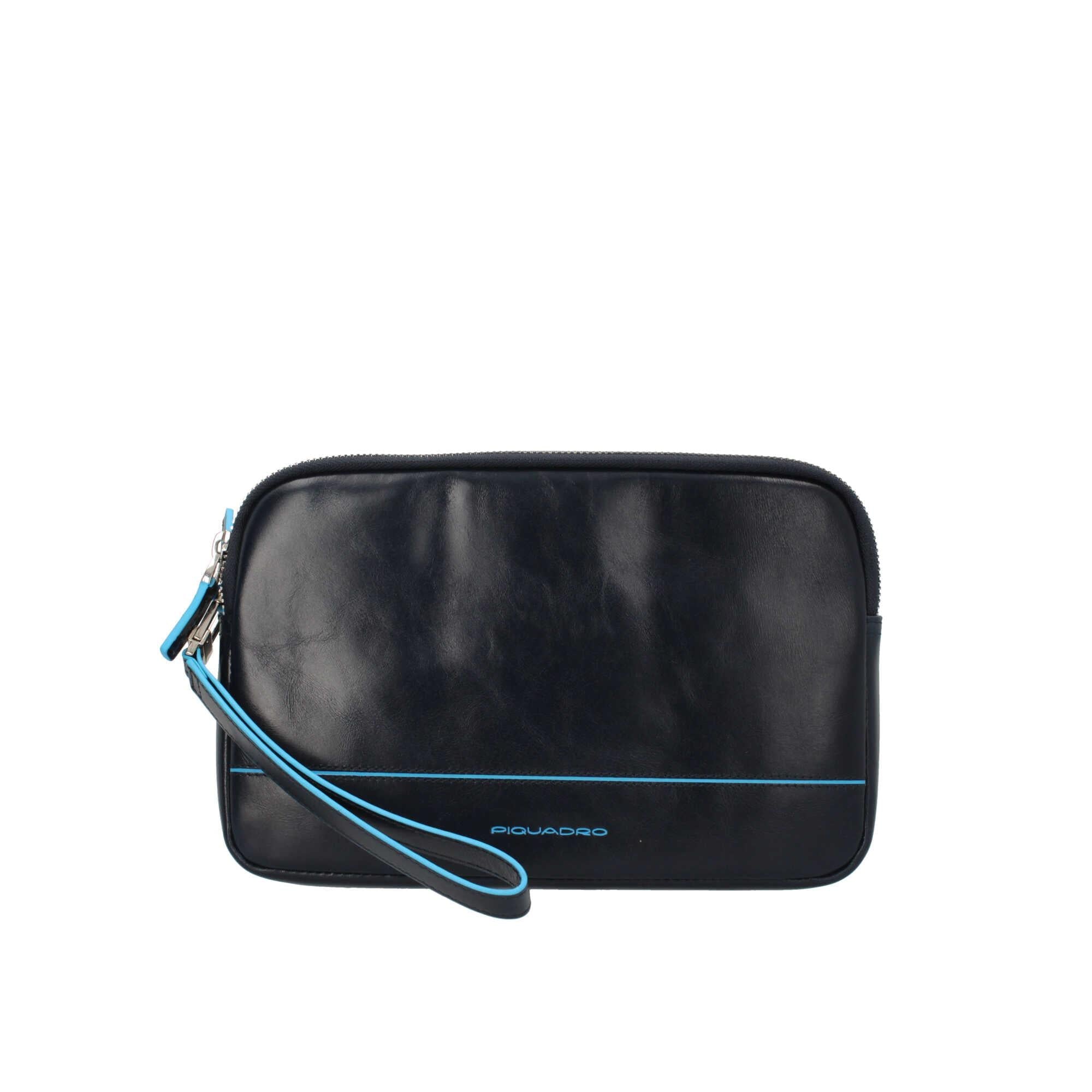 Piquadro pochette uomo in pelle con laccetto da polso e tasca frontale