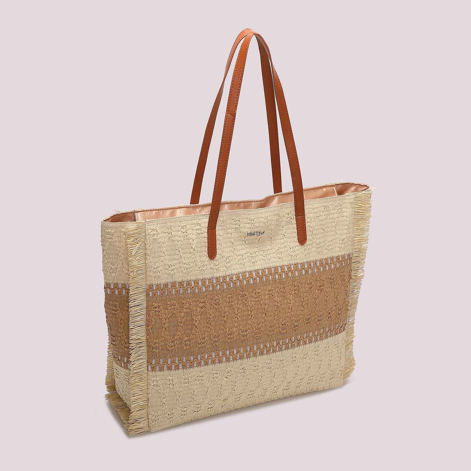Mimi Mua shopper mare intrecciata con manici lunghi