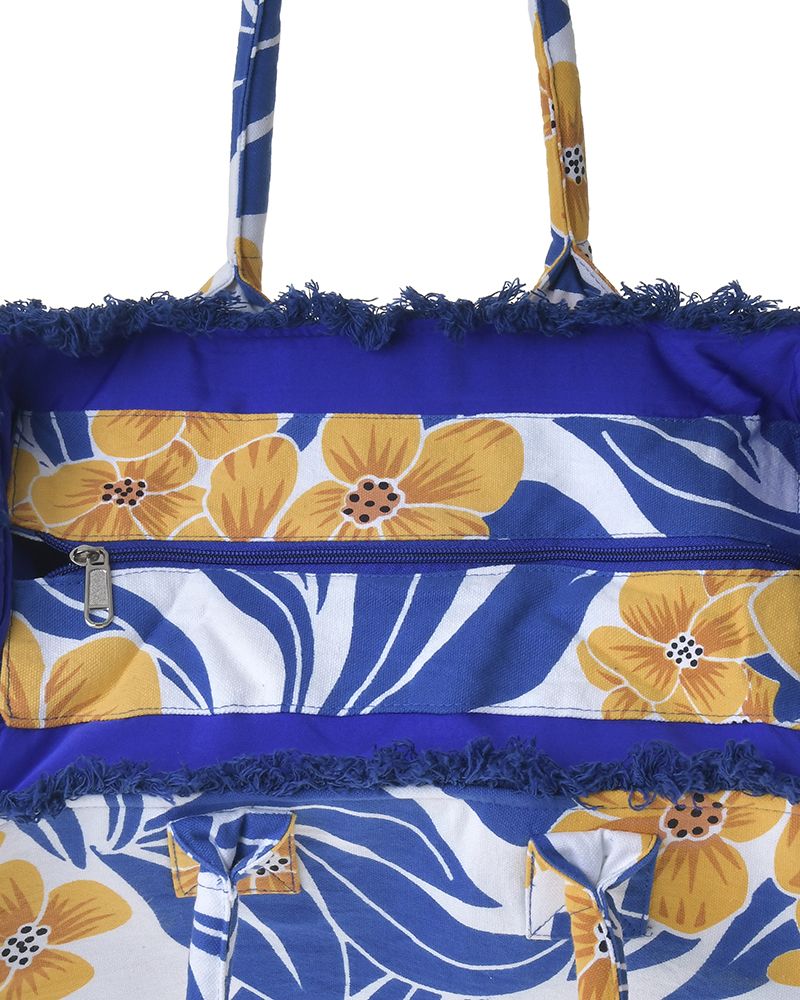 Ble Resort Collection Borsa in Canvas Arancione e Blu e Bianco