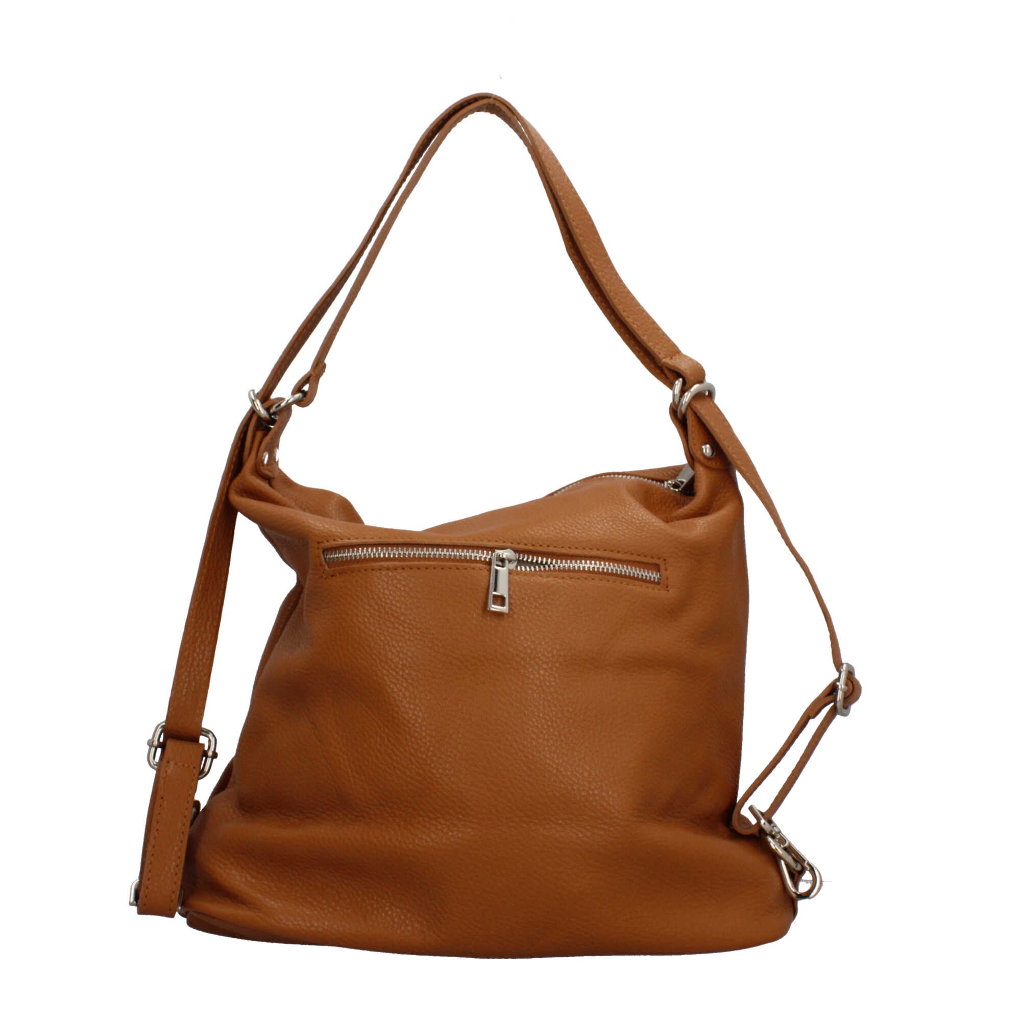Borsa zaino Made in Italy con tasche frontali e tracolla regolabile CUOIO TU | Giò Fashion