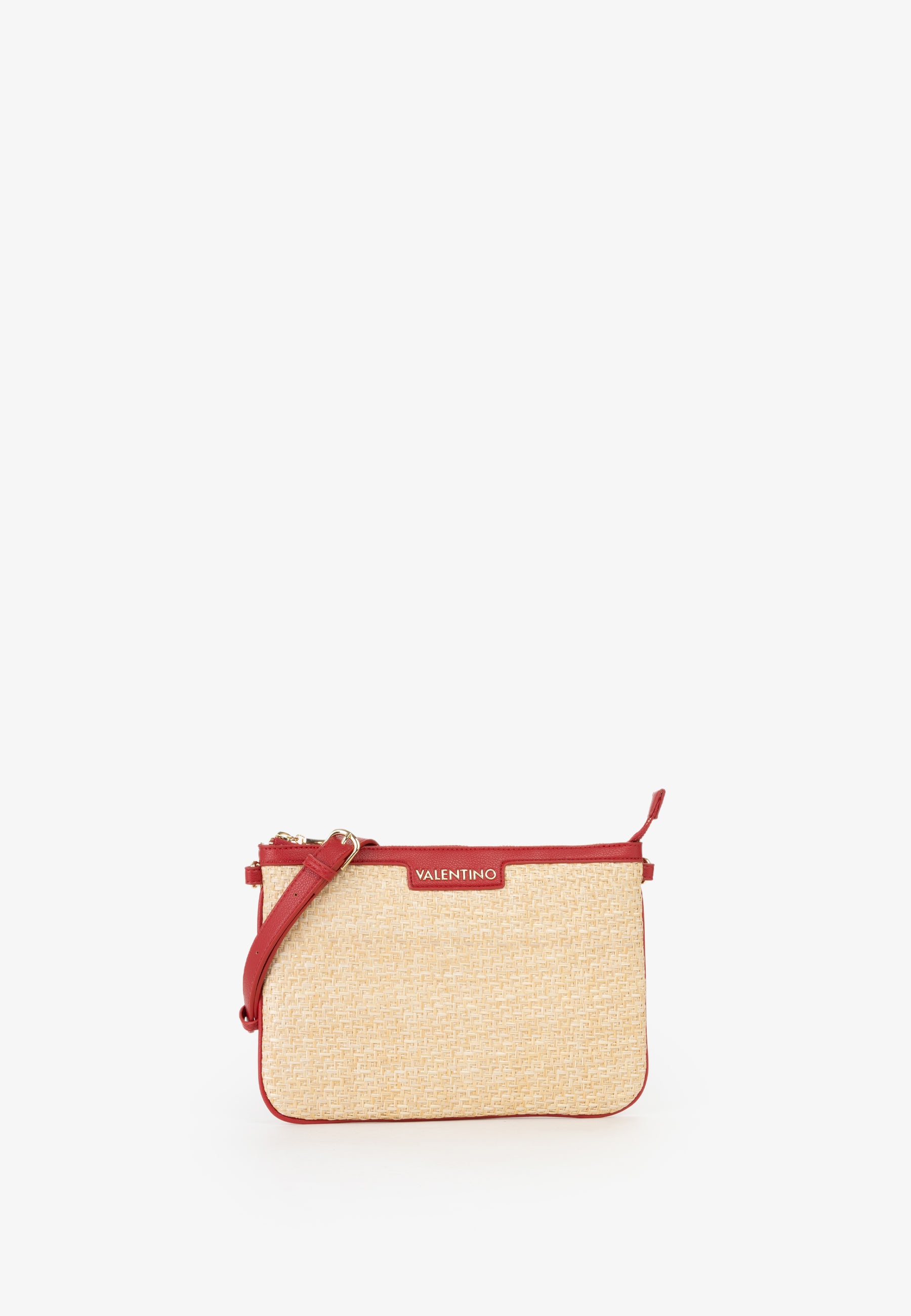 Pochette donna Mario Valentino effetto rafia con tracolla regolabile e design compatto Rosso TU | Giò Fashion