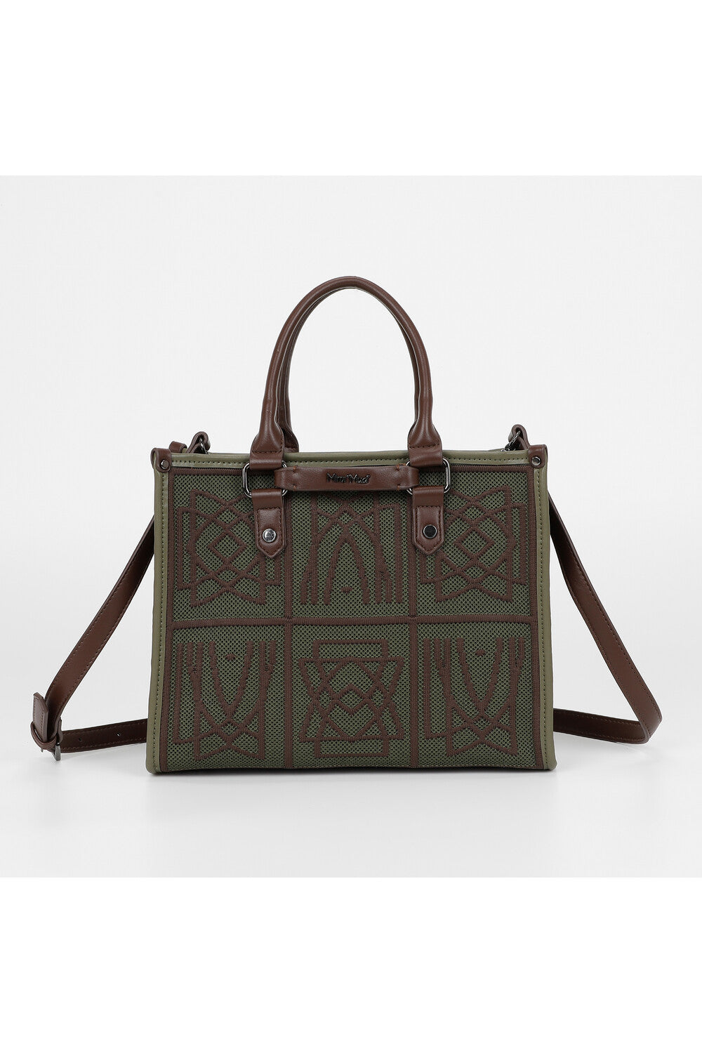 Mimi Mua borsa shopping con fantasia geometrica VERDE TU | Giò Fashion