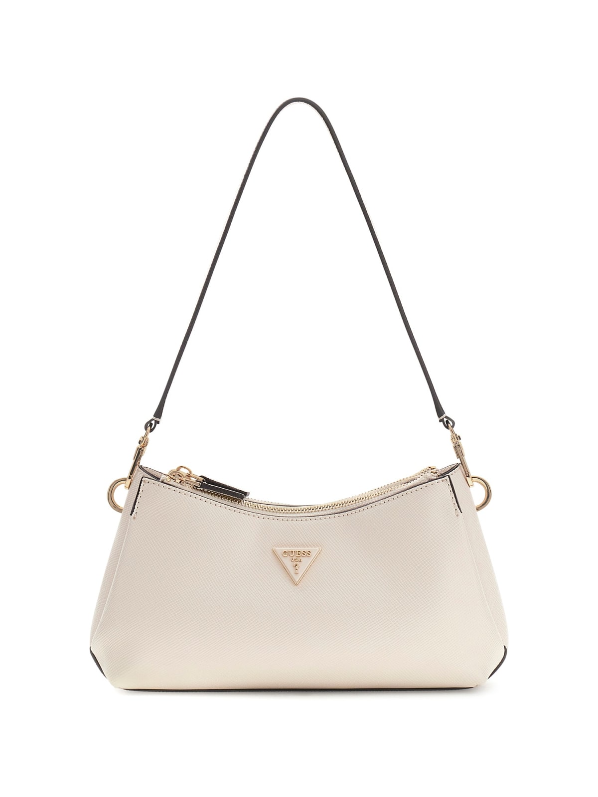 Borsa a spalla Guess donna effetto pelle con zip e logo triangolo