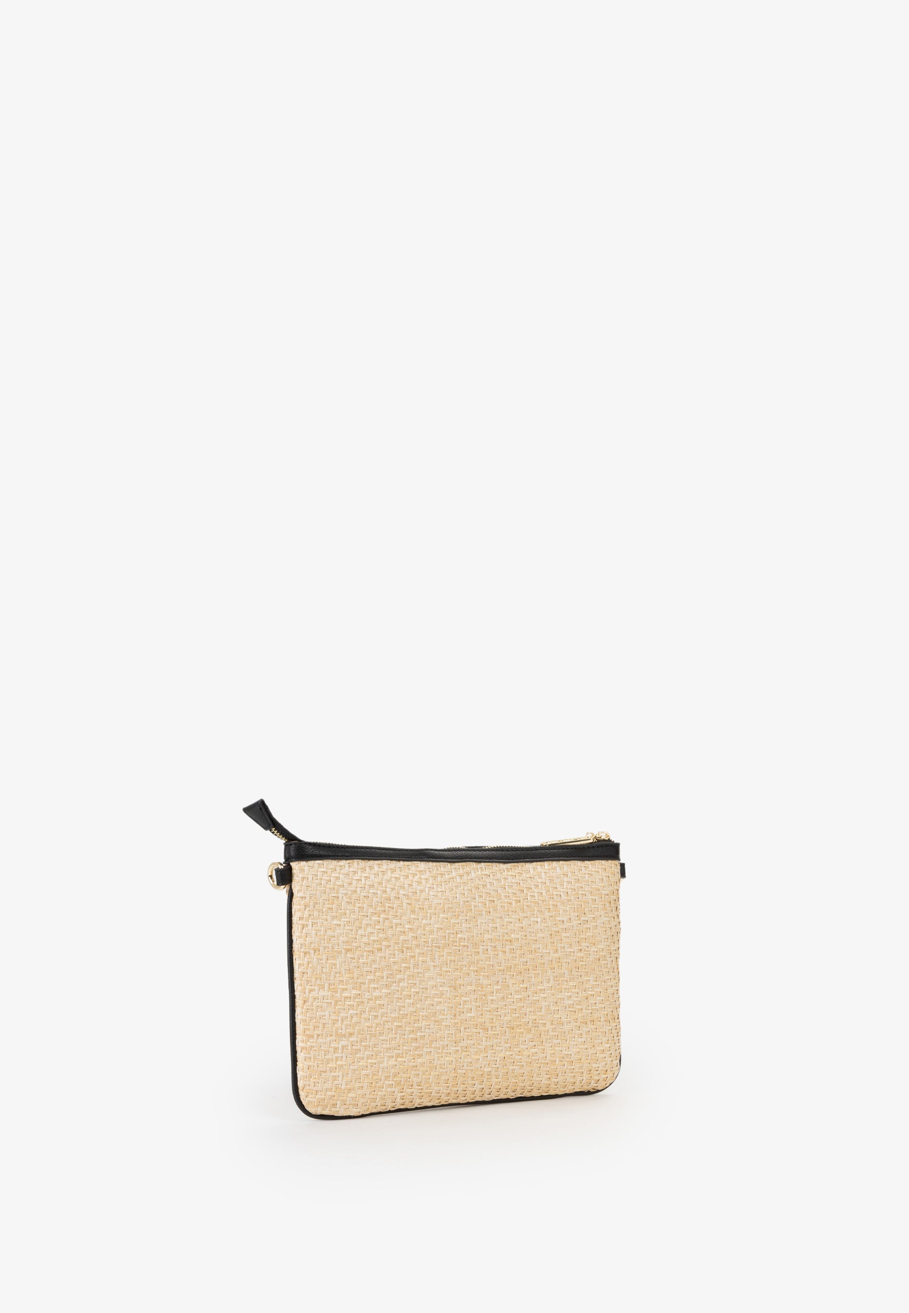 Pochette donna Mario Valentino effetto rafia con tracolla regolabile e design compatto Nero TU | Giò Fashion