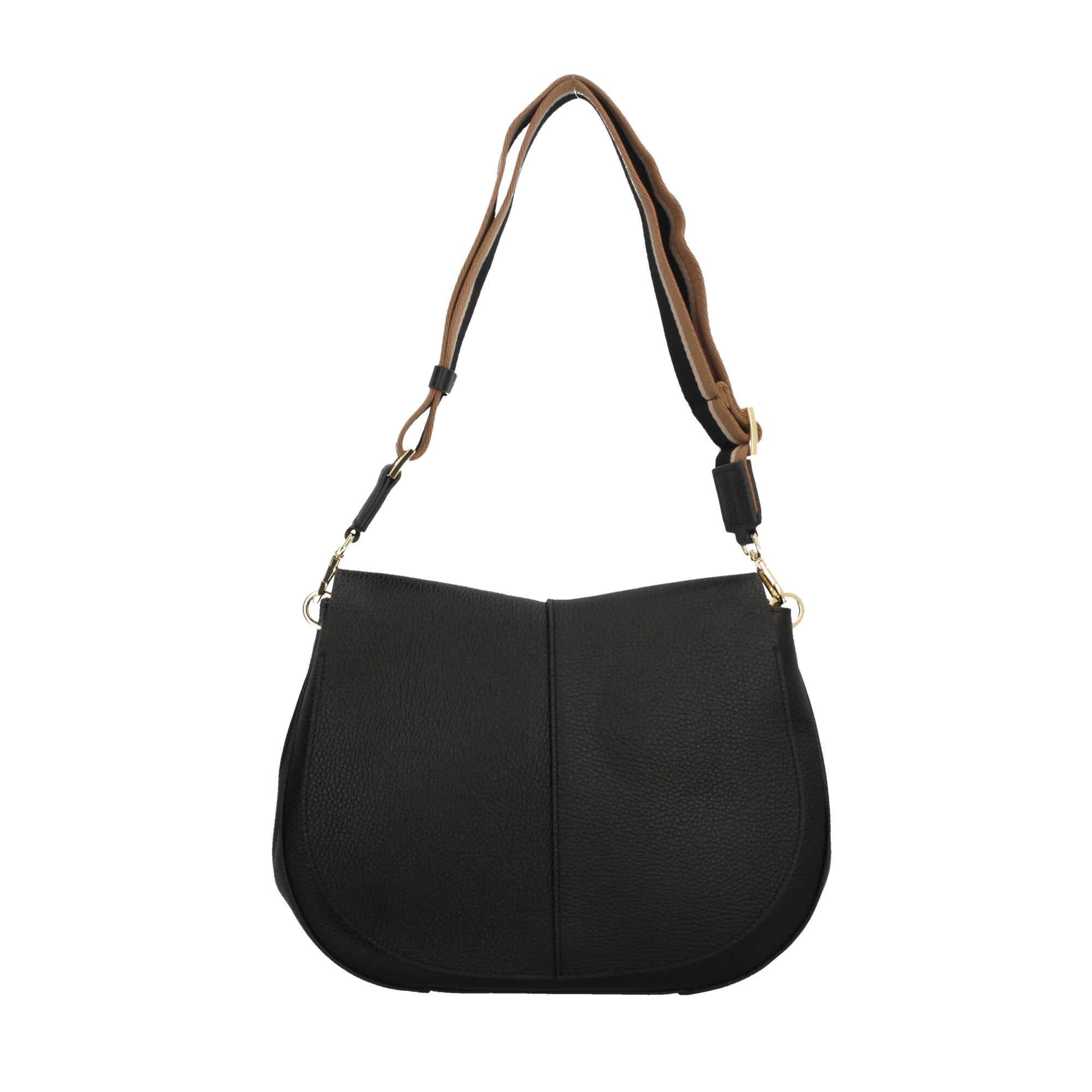 Gianni Chiarini Helena Round borsa a tracolla in pelle martellata con tracolla regolabile NERO TU | Giò Fashion
