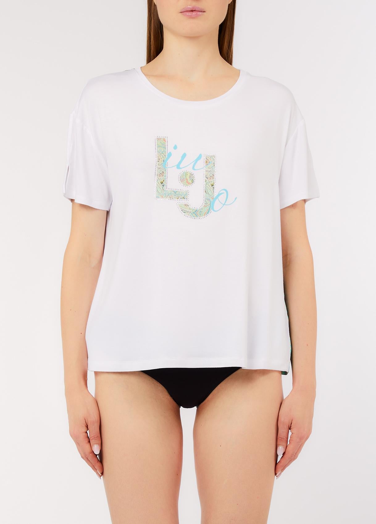 T-Shirt Liu Jo Donna con Logo Frontale Decorato