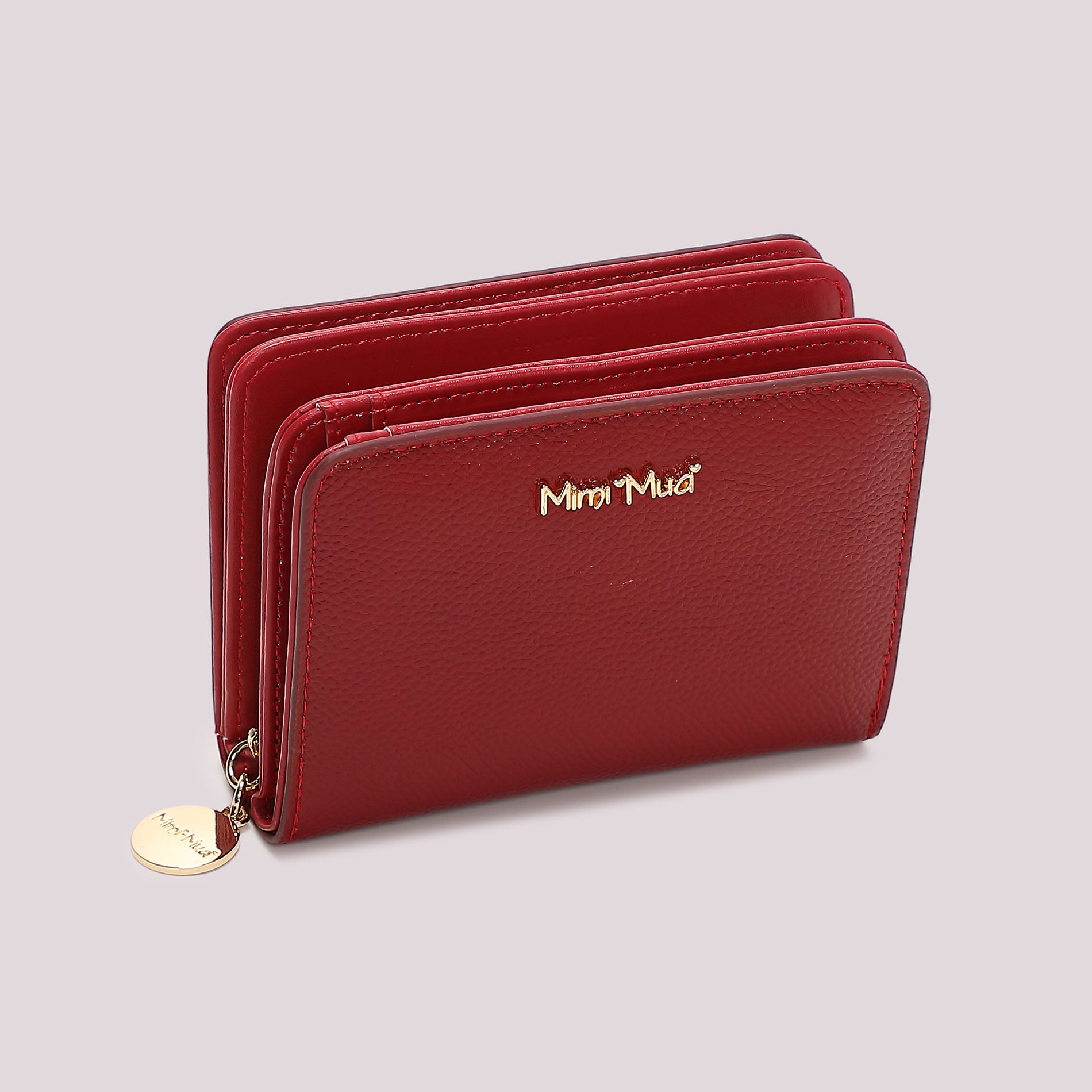 Mimi Mua portafoglio donna compatto doppia zip Rosso TU | Giò Fashion