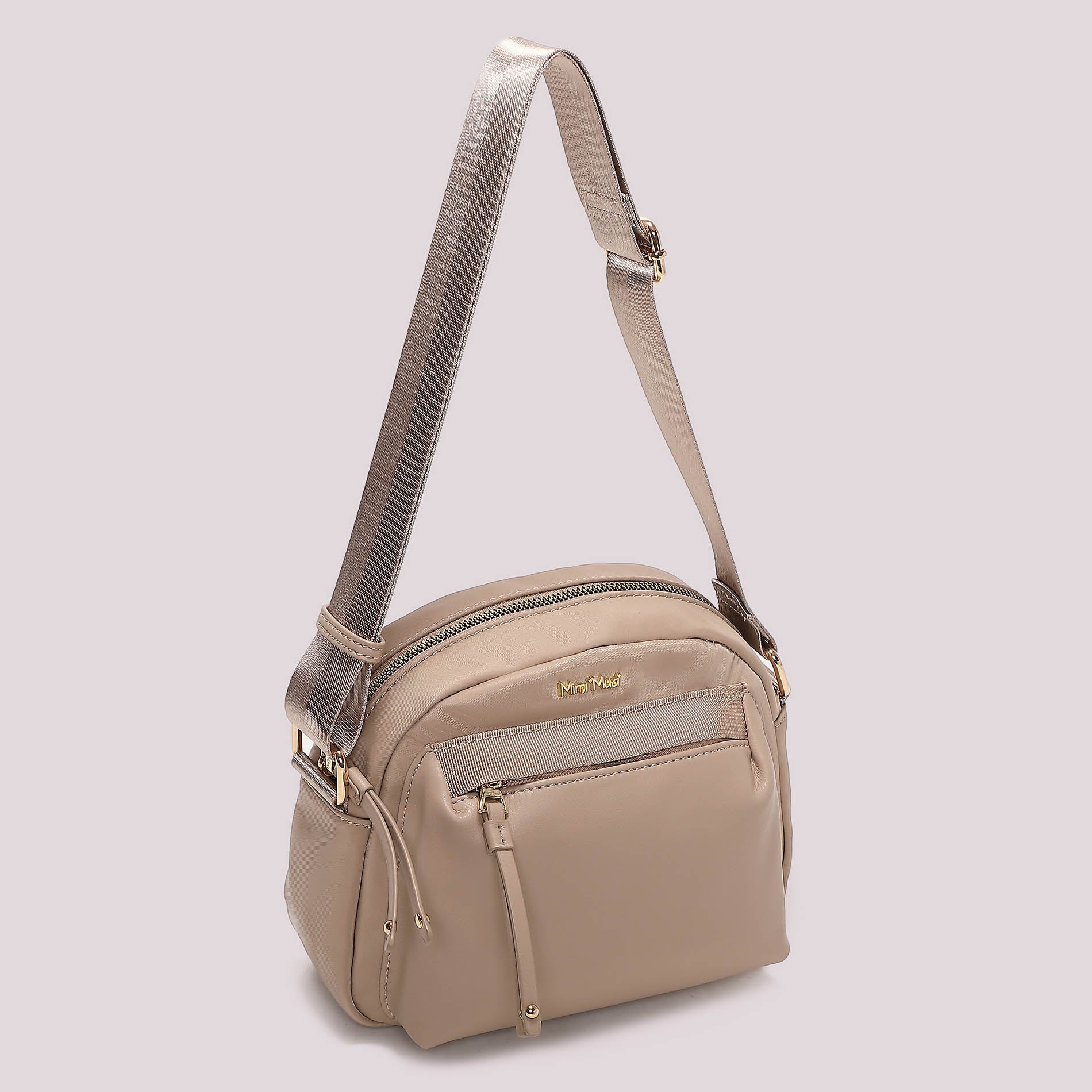 Borsa tracolla Mimi Mua donna compatta con tasca esterna e zip TAUPE TU | Giò Fashion
