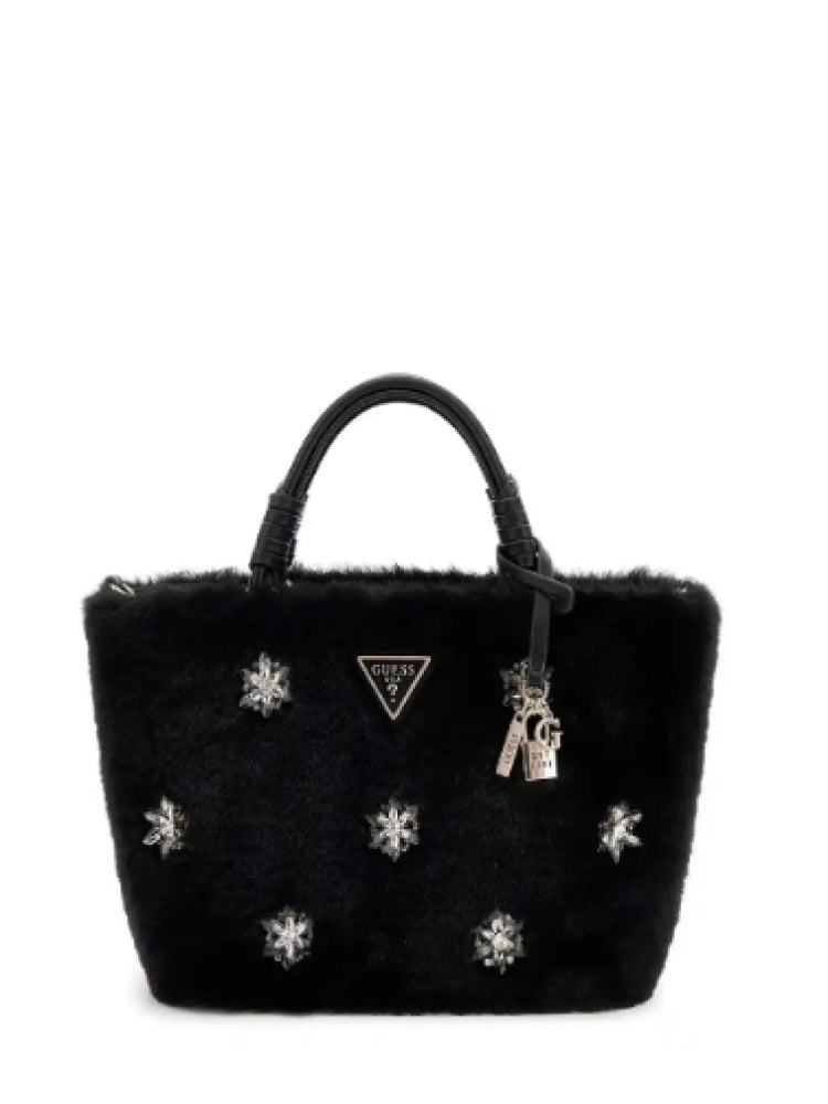 Borsa Guess in pelliccia sintetica con applicazioni gioiello NERO TU | Giò Fashion