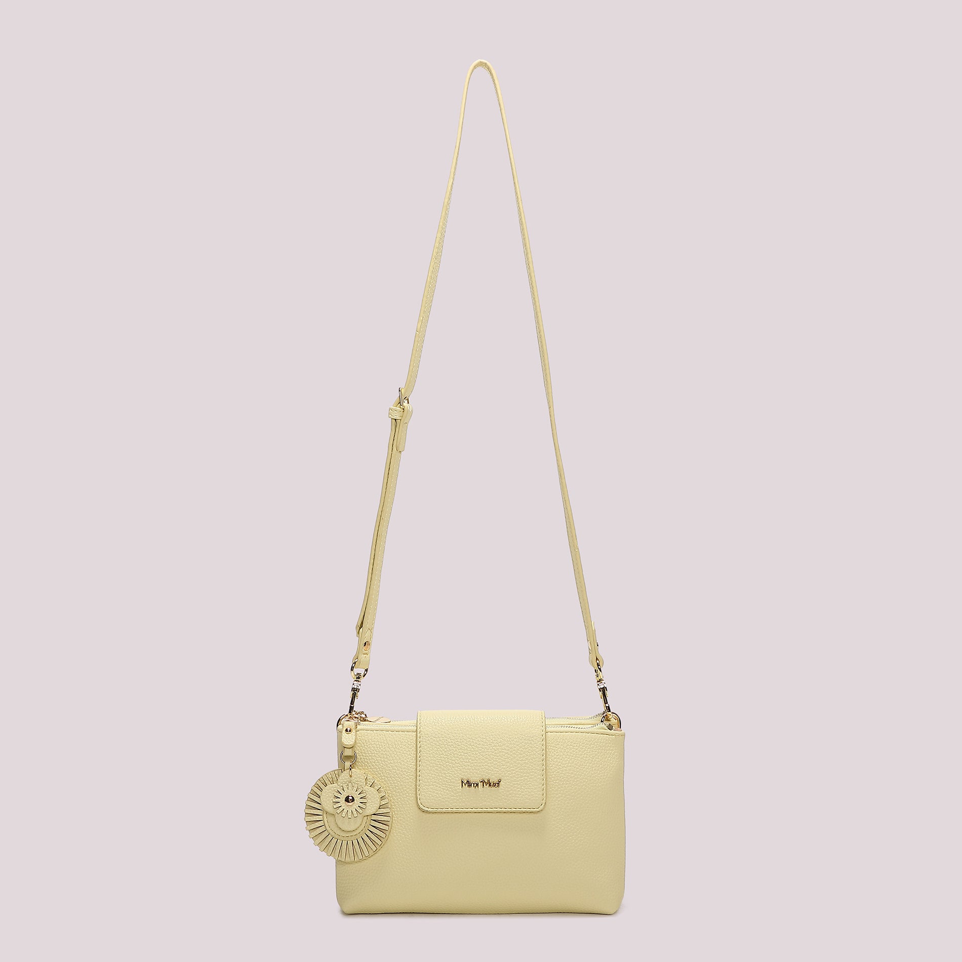 Borsa a tracolla donna rossa Mimi Mua con patta e charm floreale GIALLO CHIARO TU | Giò Fashion