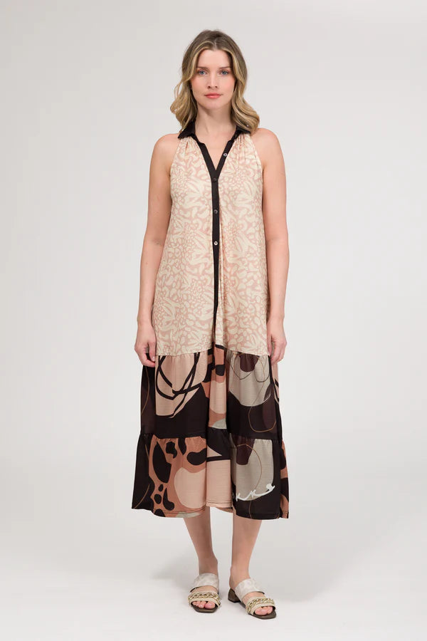 Abito lungo donna Anekke smanicato con bottoni frontali stile casual chic