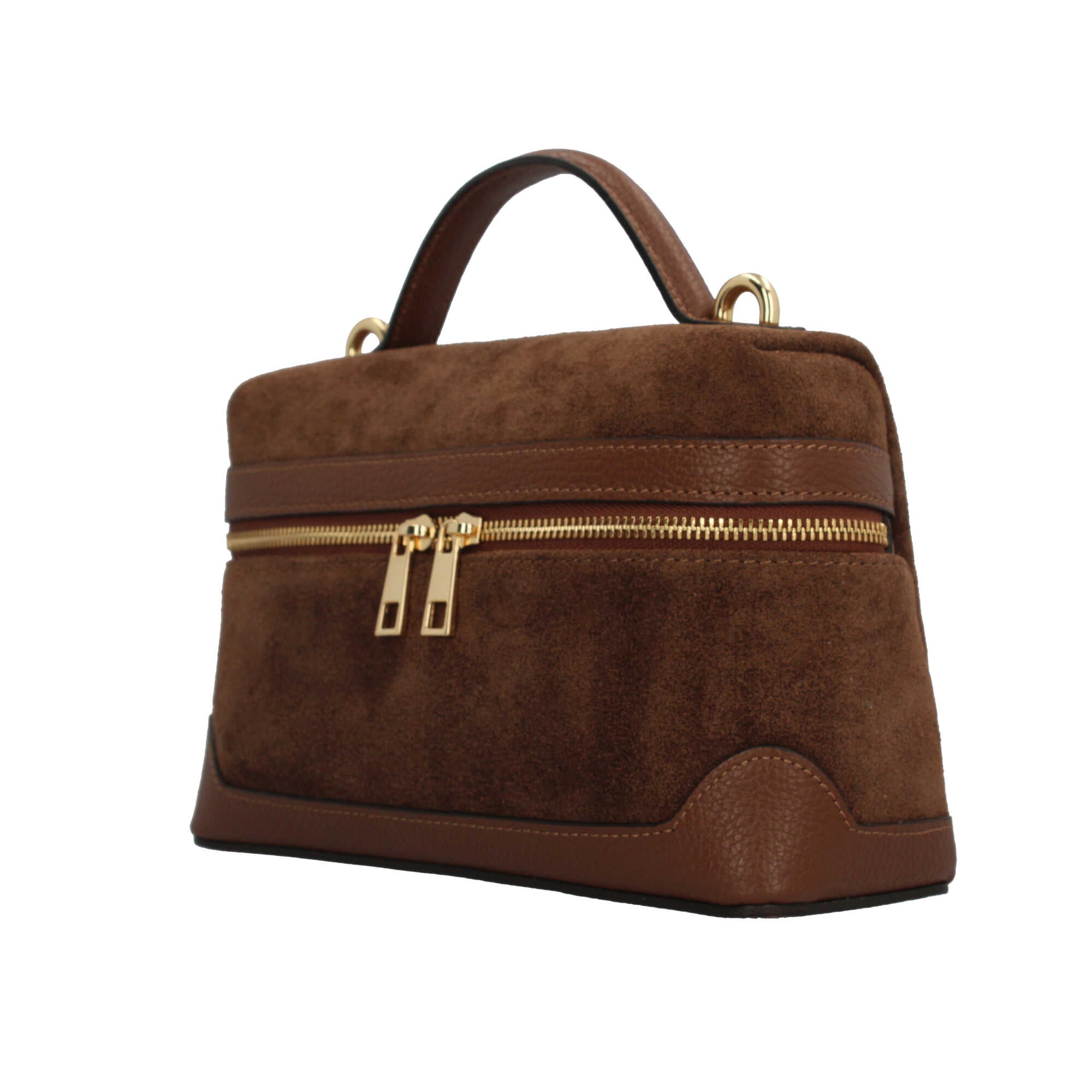Borsa a mano in vera pelle scamosciata Made in Italy Marrone TU | Giò Fashion