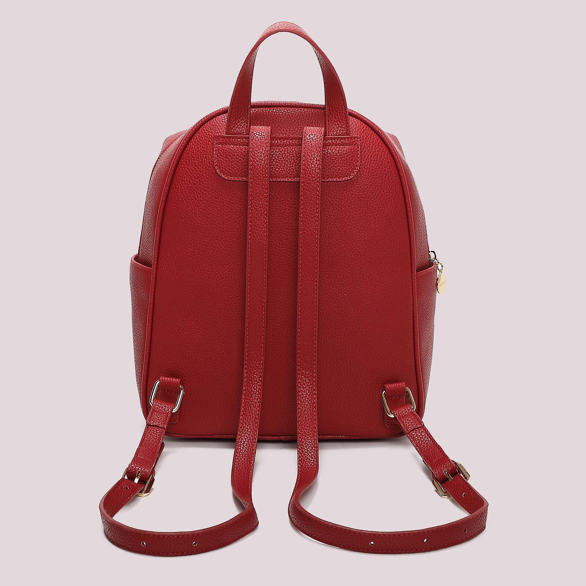 Zaino donna rosso Mimi Mua con tasca frontale e charm decorativo