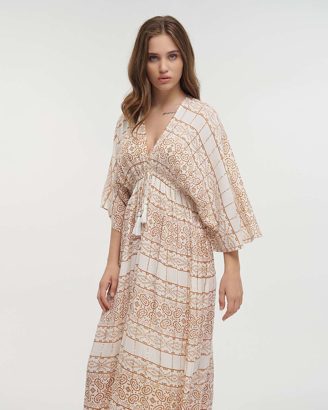 Ble Resort Collection Abito Lungo a Maniche 3/4 con Lurex