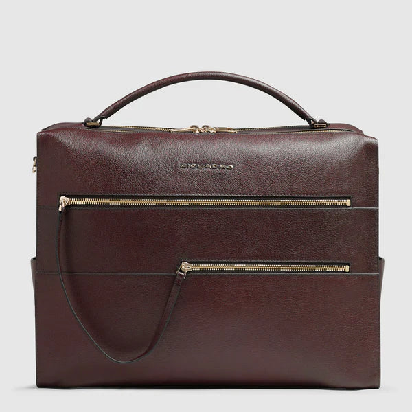 Borsa Piquadro in pelle con scomparto per laptop e doppia tasca frontale BORDEAUX TU | Giò Fashion