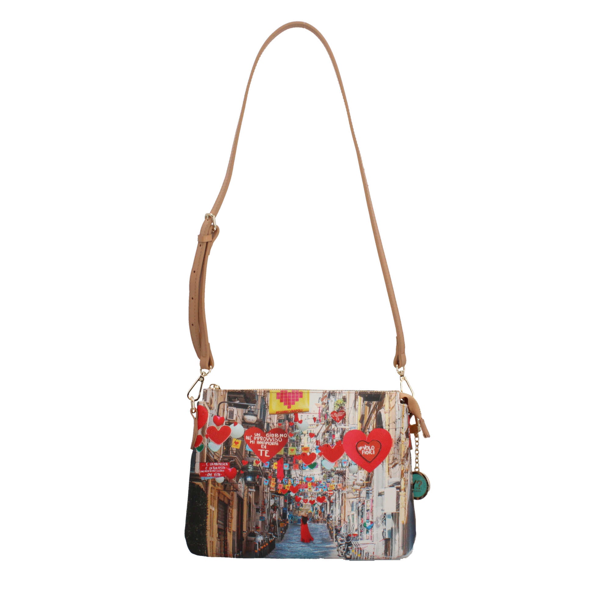 Borsa a tracolla con chiusura zip Y Not Napoli Love