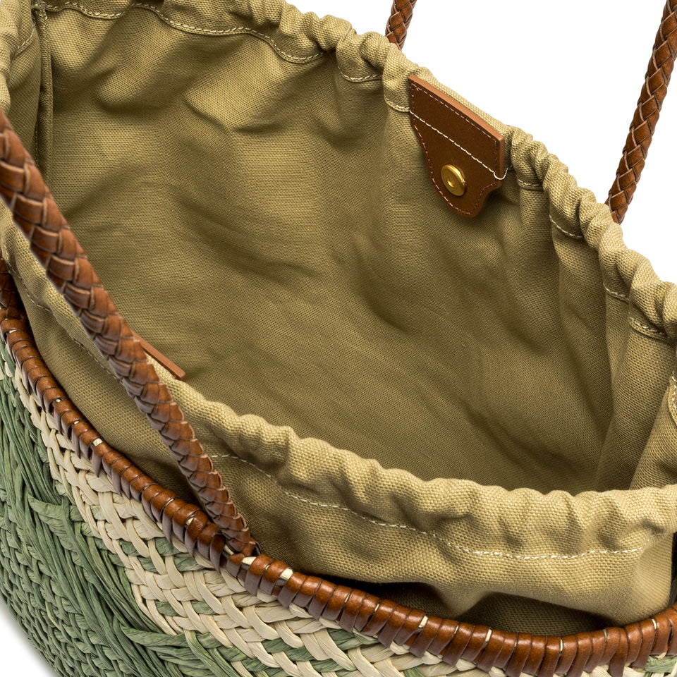 Borsa Basket Gianni Chiarini Paloma in paglia intrecciata Verde TU | Giò Fashion