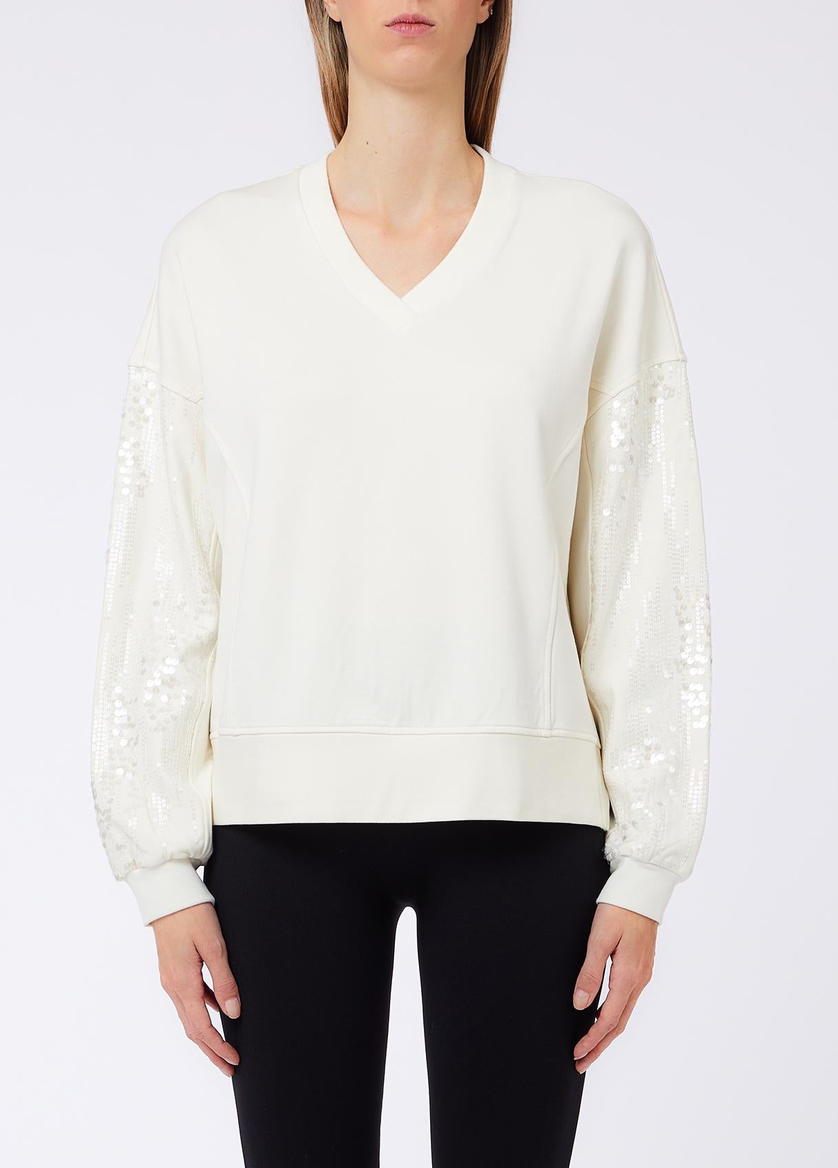 Liu Jo Felpa Donna con Scollo a V e Paillettes