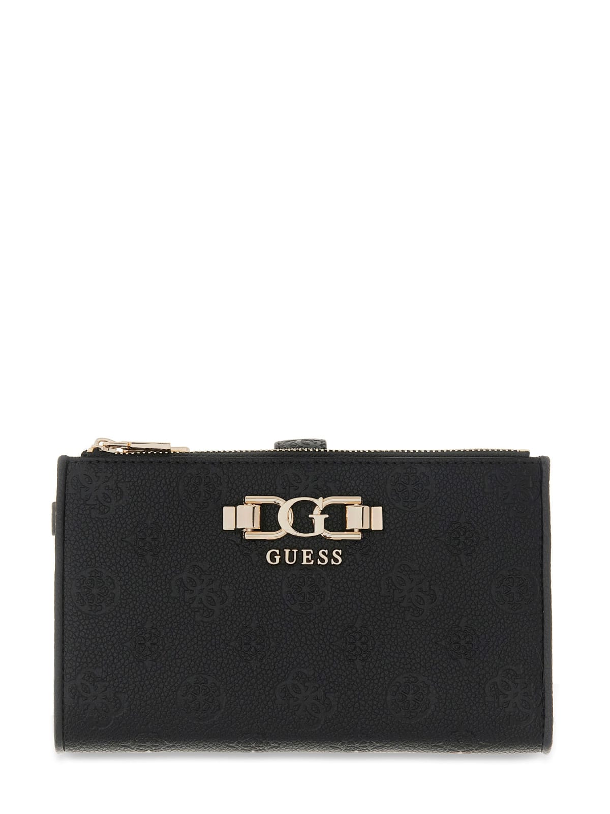 Portafoglio Guess donna zip around con logo e dettaglio metallico NERO LOGO TU | Giò Fashion