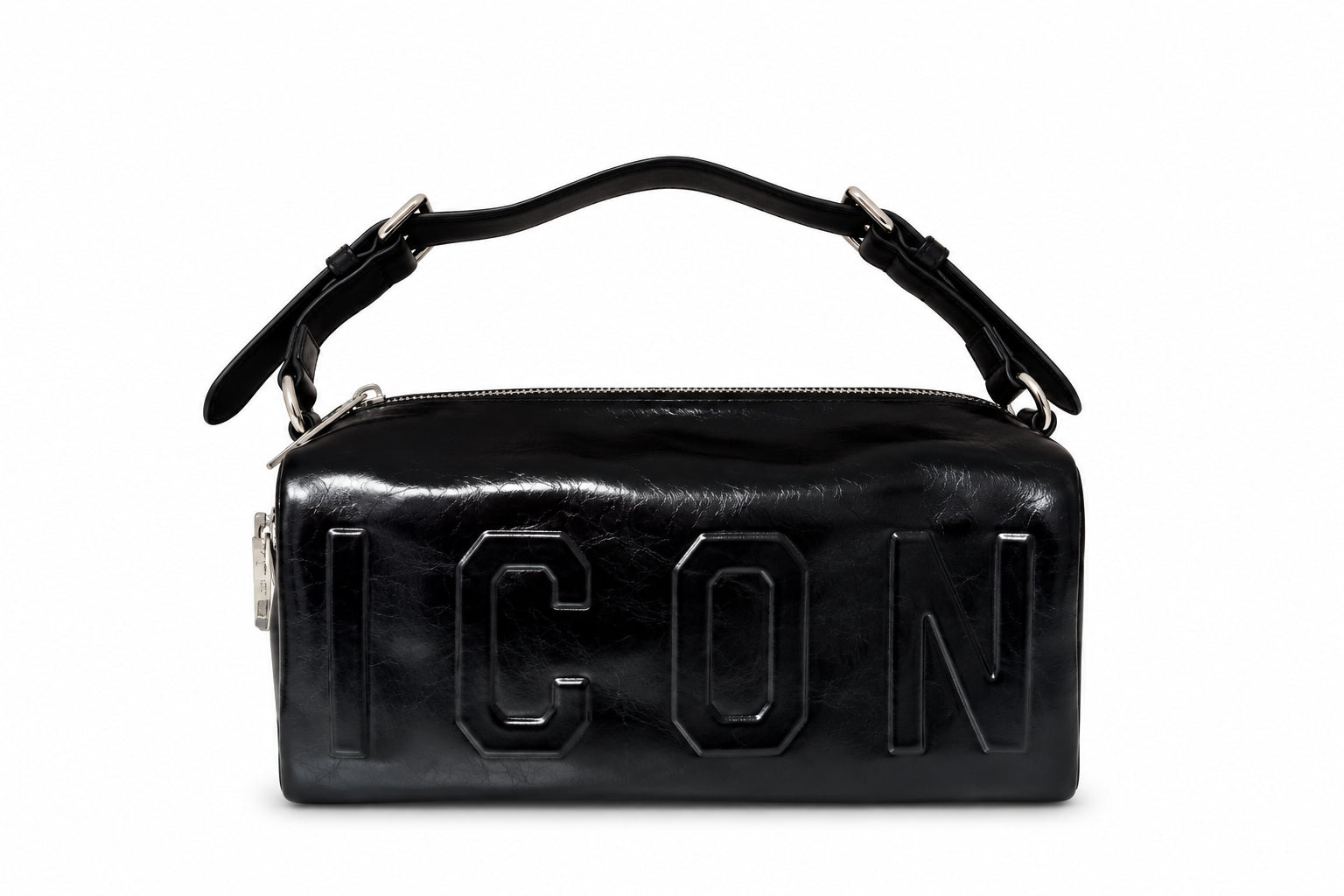 Borsa a spalla nera con logo ICON in rilievo