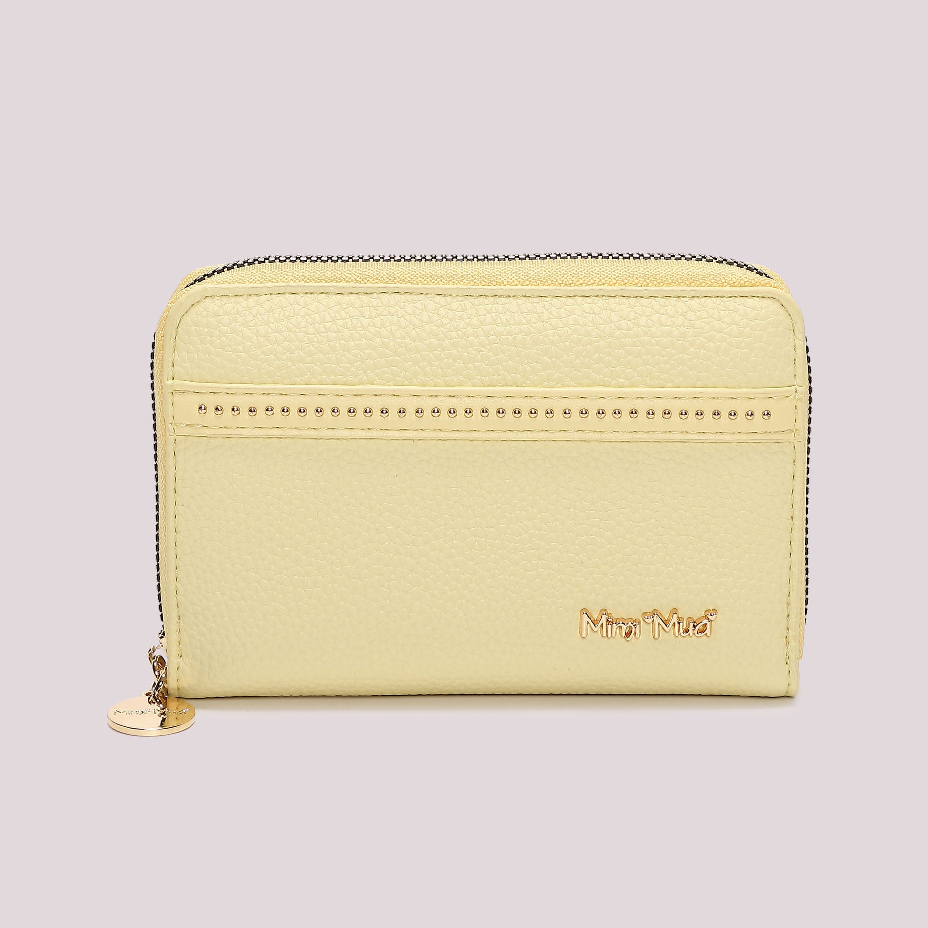 Portafoglio donna Mimi Mua zip around con borchie decorative design elegante GIALLO CHIARO TU | Giò Fashion