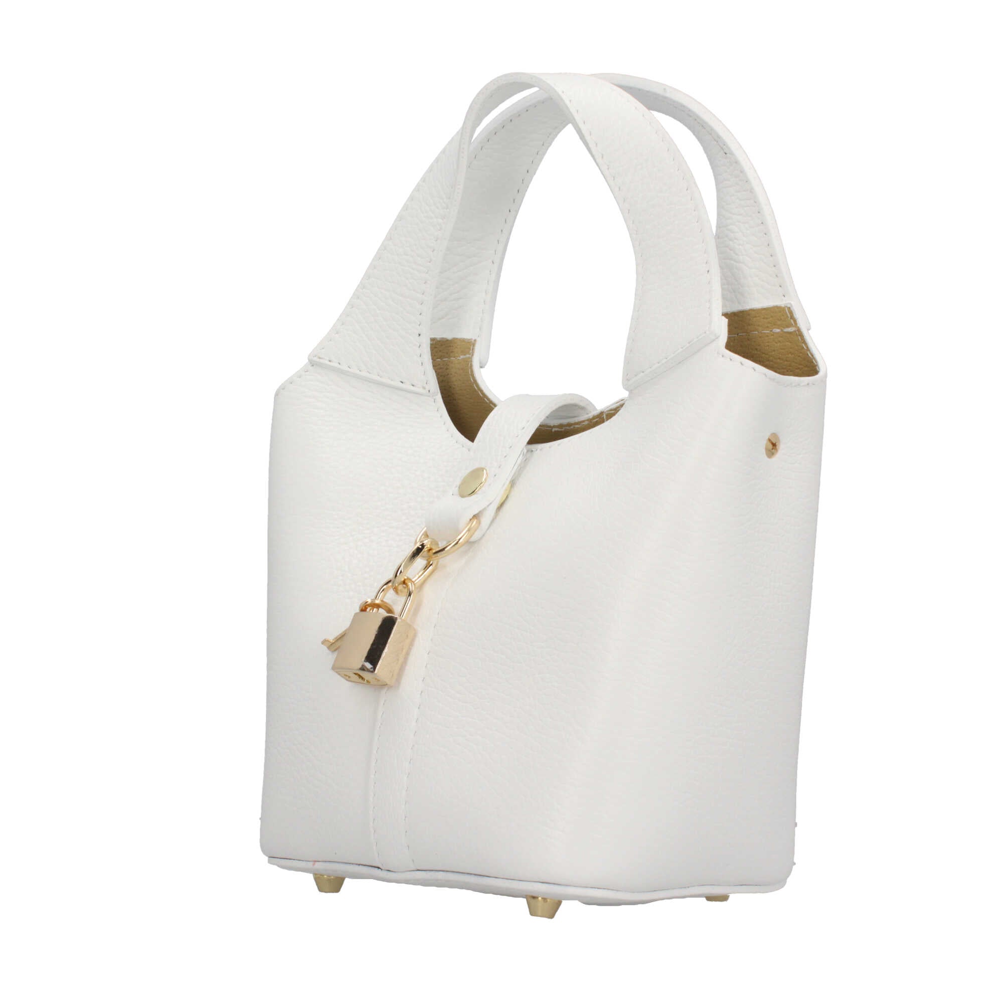 Borsa Made in Italy a mano in vera pelle con chiusura a lucchetto