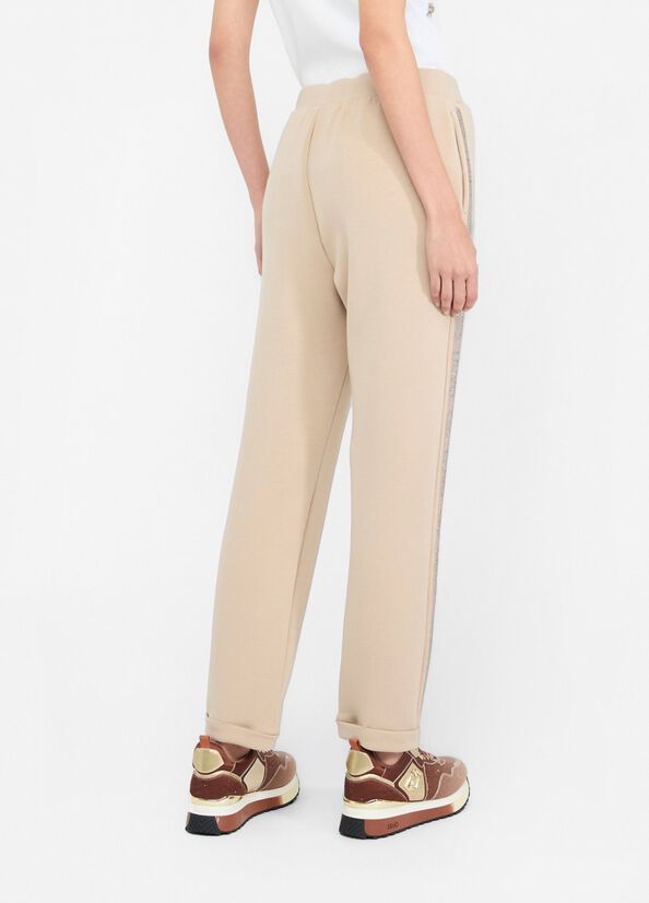 Liu Jo pantaloni jogger con bande laterali logate Beige S | Giò Fashion
