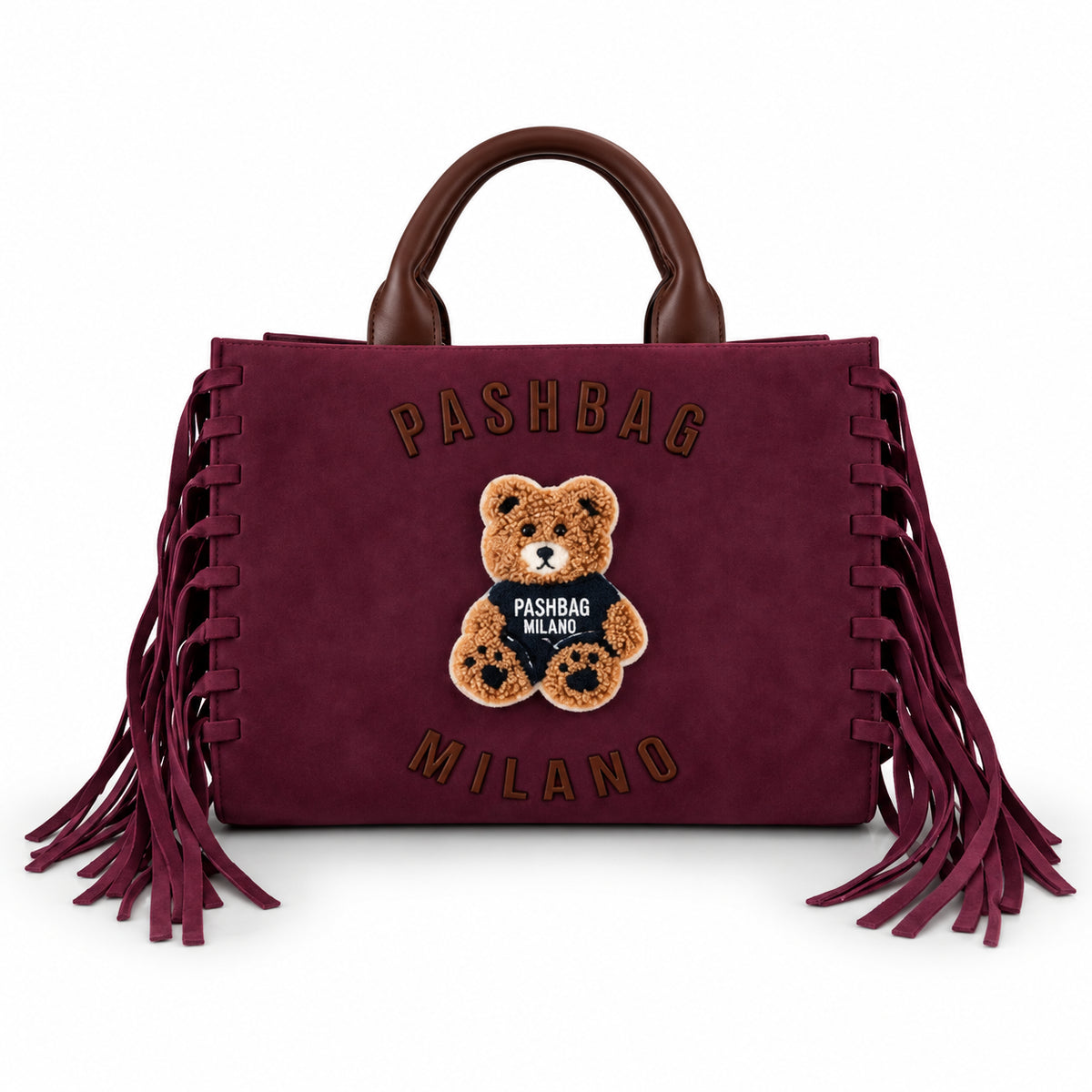 Borsa a mano Pash Bag Milano con orsetto e frange