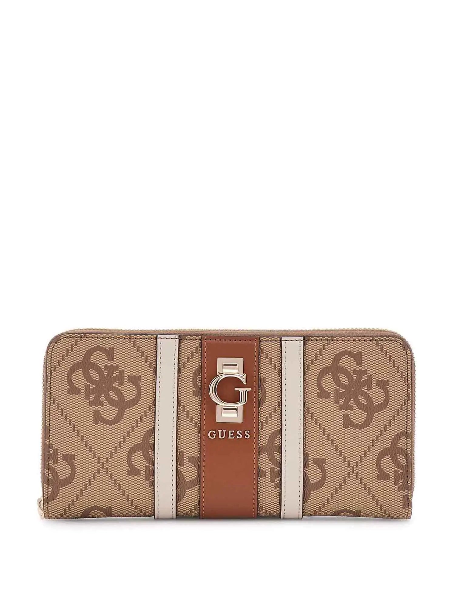 Portafoglio Guess con logo 4G e chiusura zip