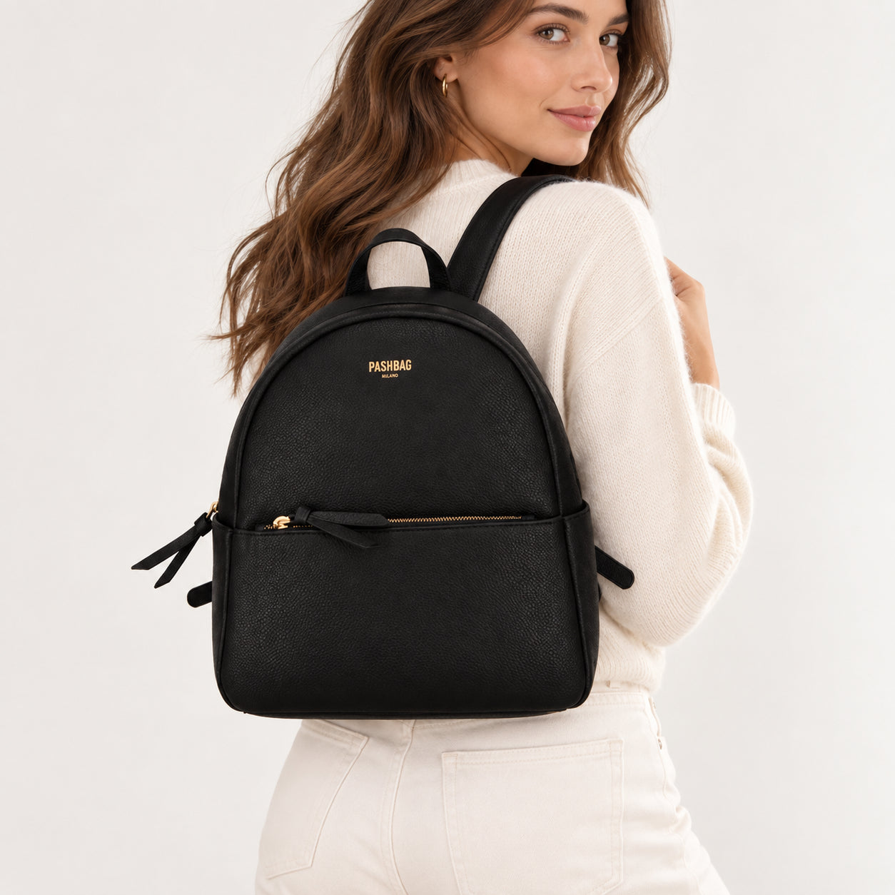 PashBag Zaino Donna Compatto con Tasca Frontale Zip