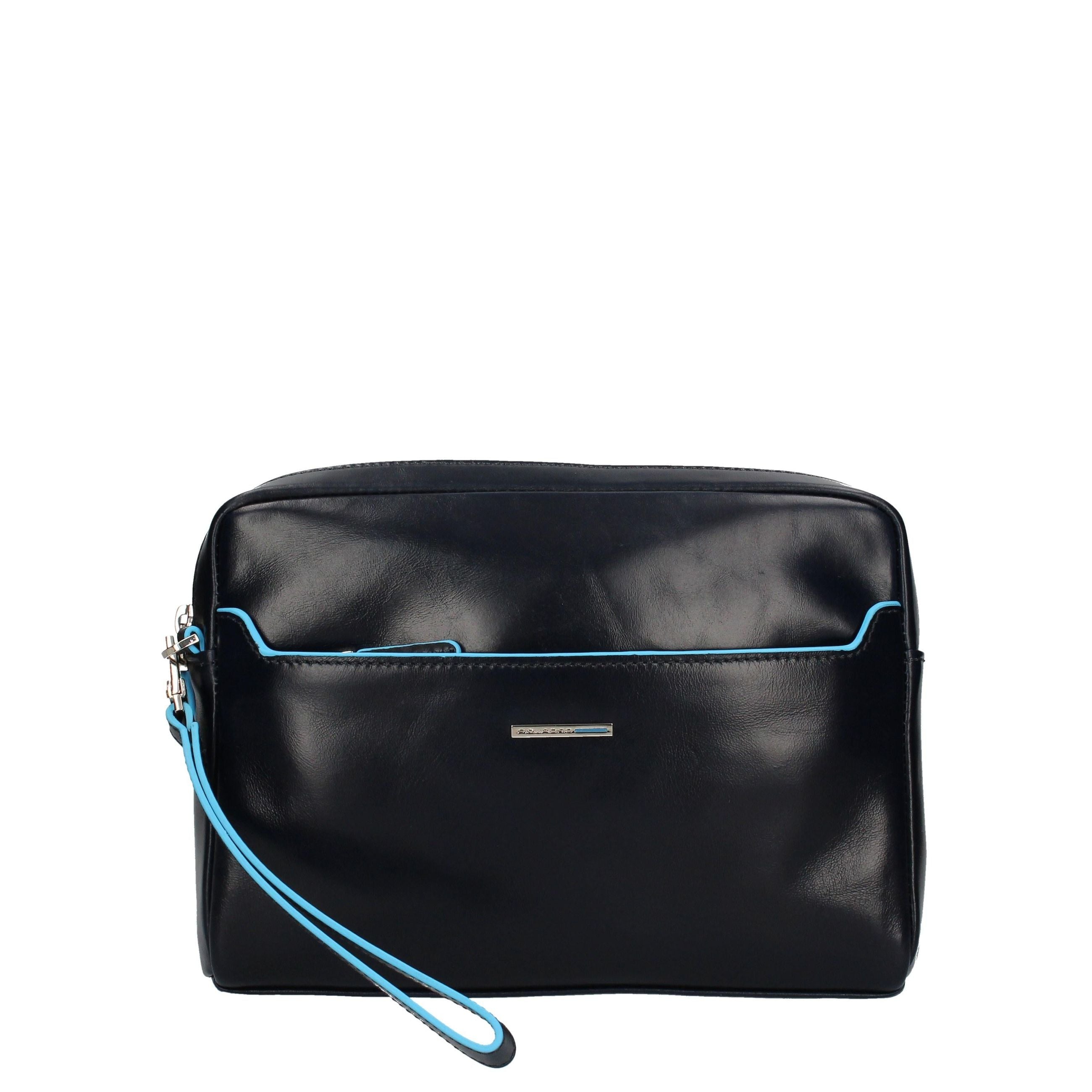 Pochette Piquadro in pelle con cinturino da polso e tasca frontale BLU TU | Giò Fashion