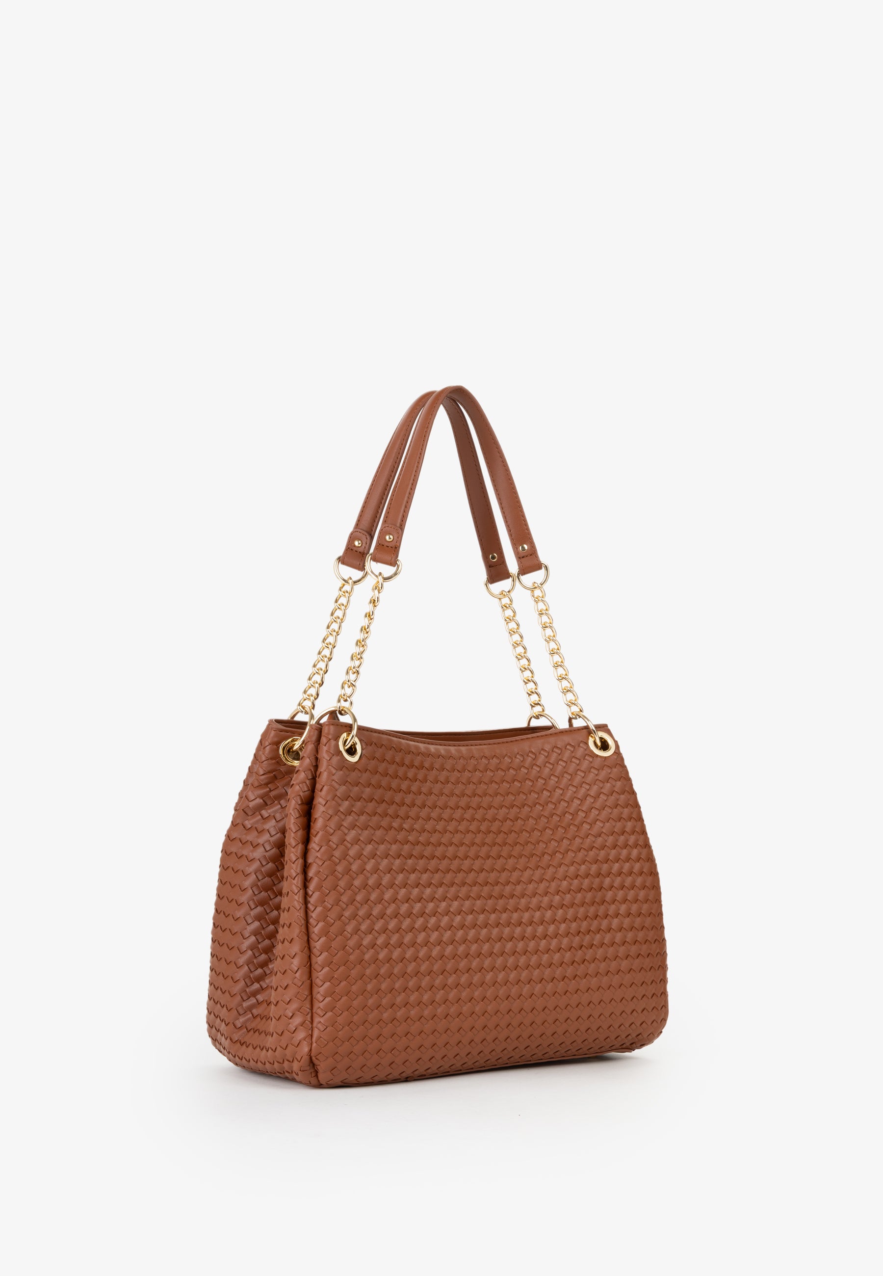 Borsa a spalla donna Mario Valentino intreccio elegante con catena e tracolla regolabile Cuoio TU | Giò Fashion