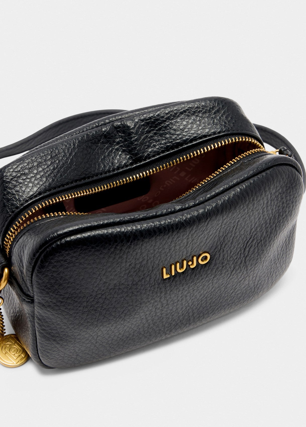 Borsa a tracolla Liu Jo compatta con logo in metallo Nero TU | Giò Fashion