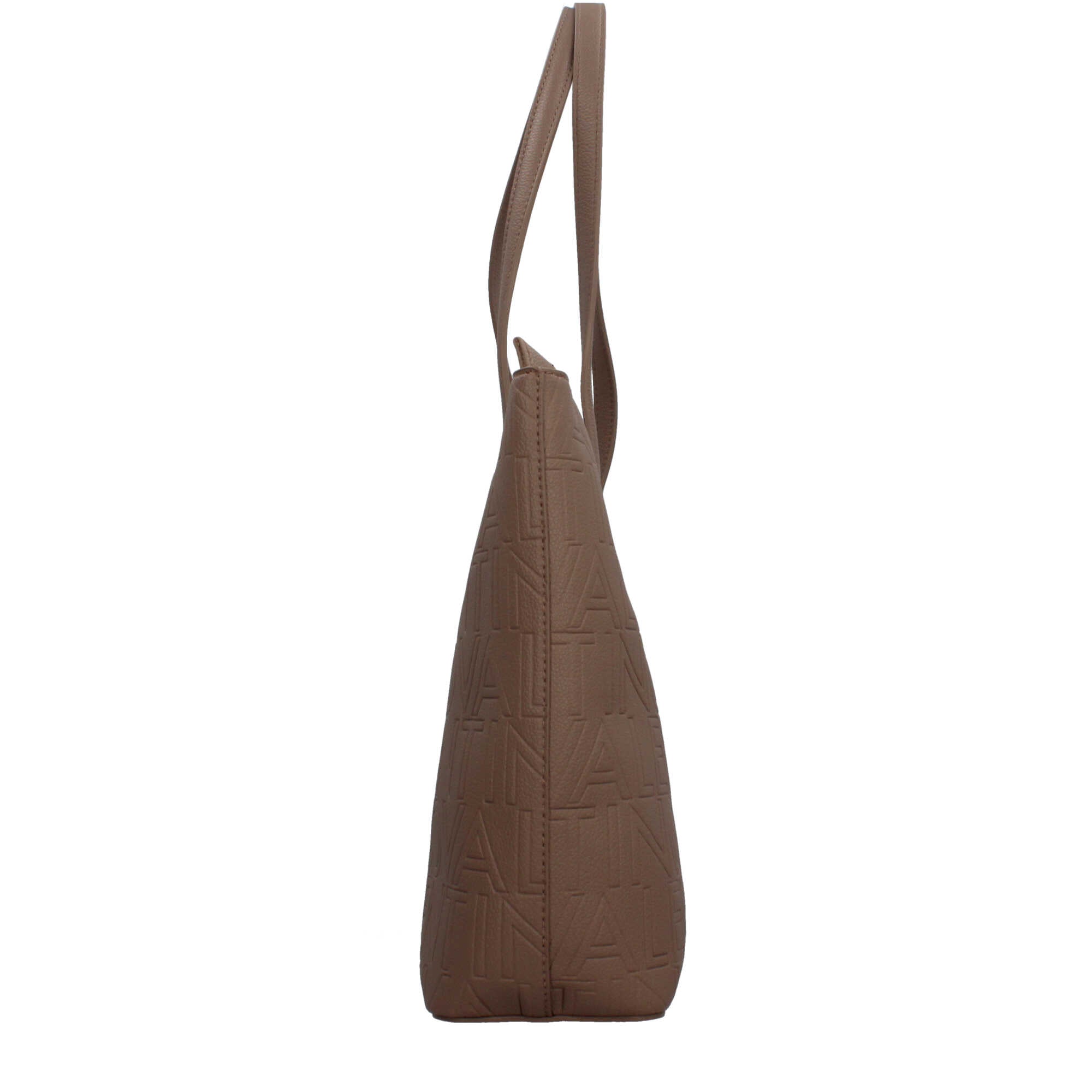 Borsa Valentino shopper con logo in rilievo e manici lunghi Marrone TU | Giò Fashion