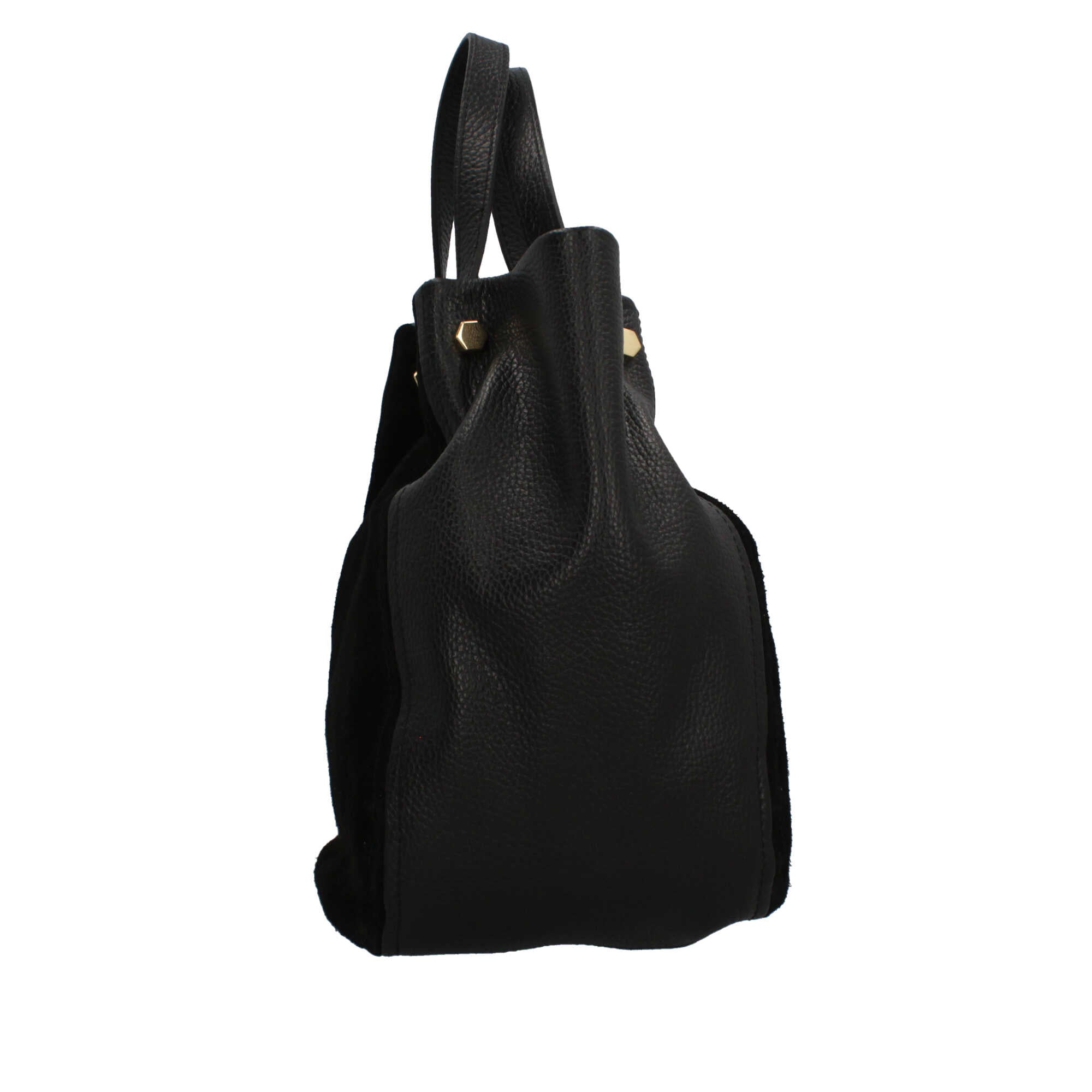 Borsa a mano Made in Italy in pelle e suede con tracolla rimovibile Nero TU | Giò Fashion
